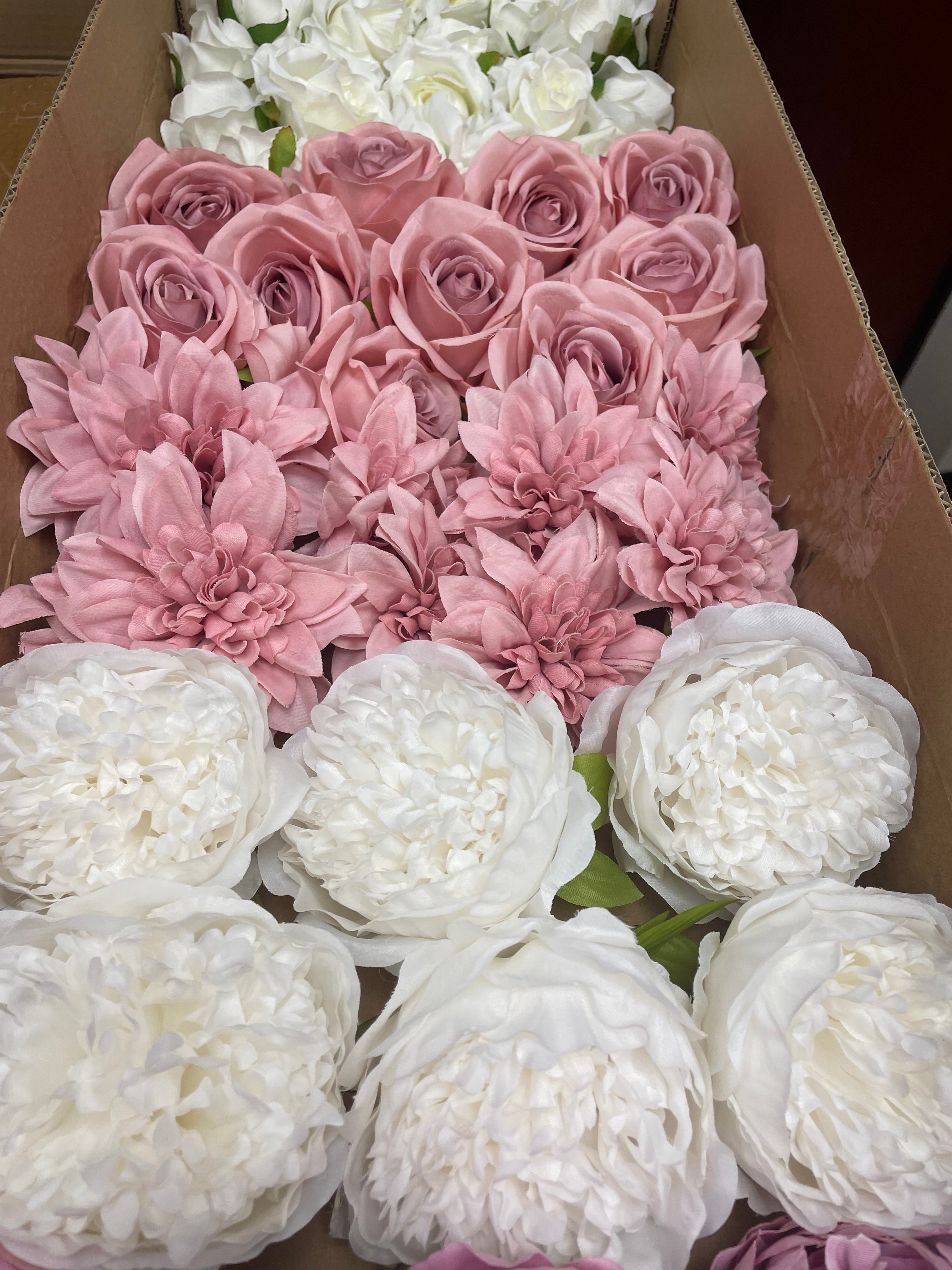 60/70 PCS Artificial Flower Heads(GS3) – Mixed Colors for Wedding & DIY Decor