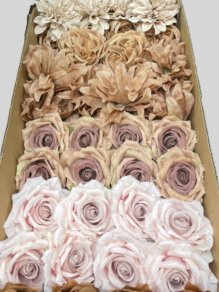 50/60 PCS Artificial Flower Heads (GC1), Mixed Colors for Wedding & DIY Decor