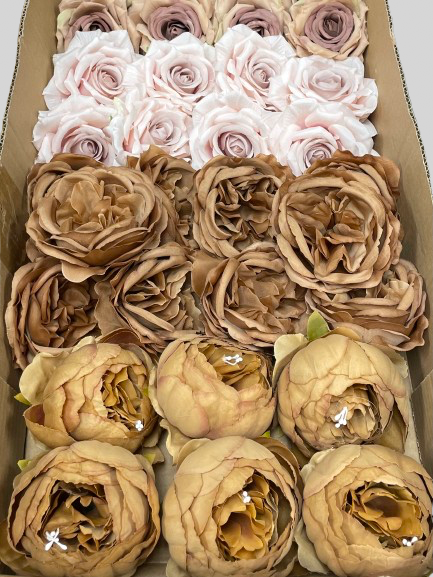 50/60 PCS Artificial Flower Heads (GC1), Mixed Colors for Wedding & DIY Decor
