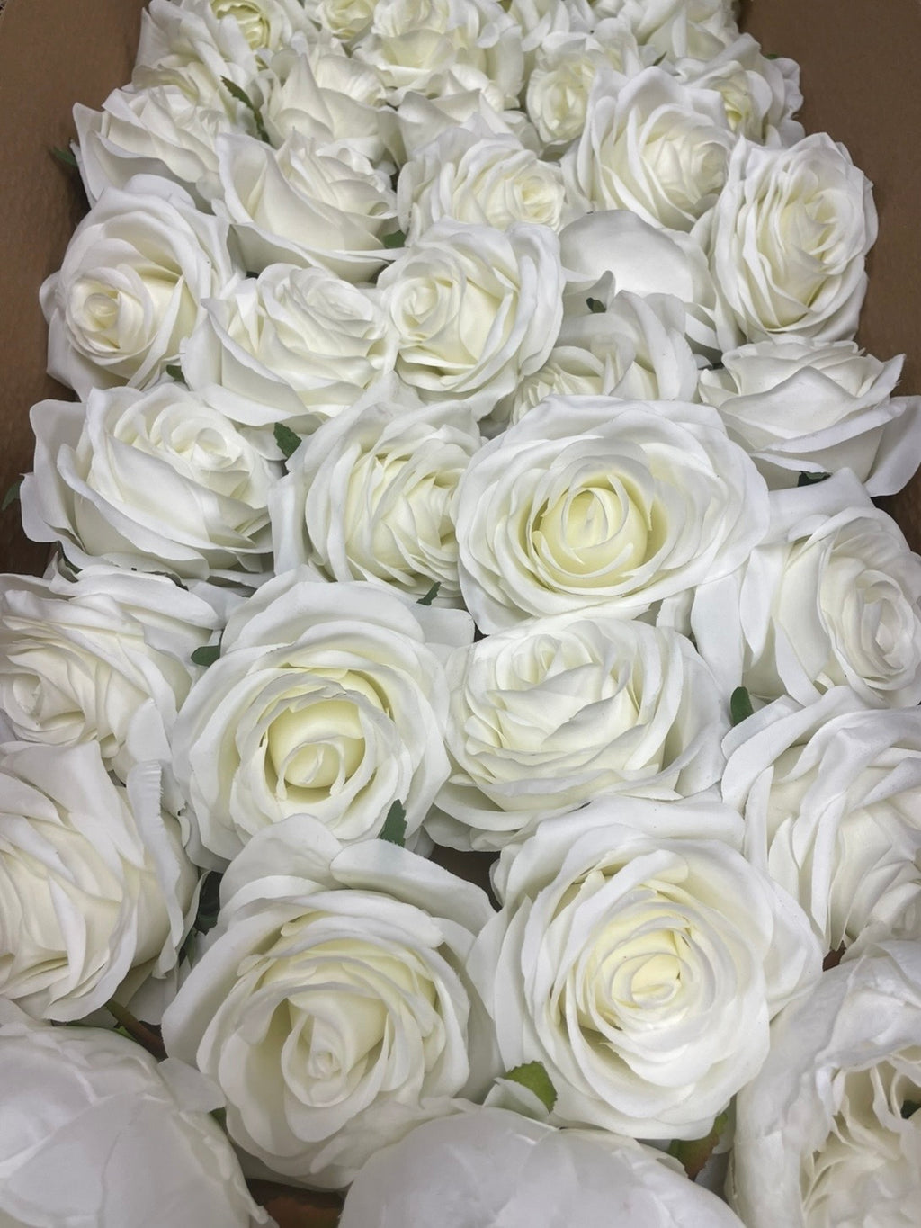 50 PCS All White Assorted Artificial Flower Heads C – Roses, Peonies