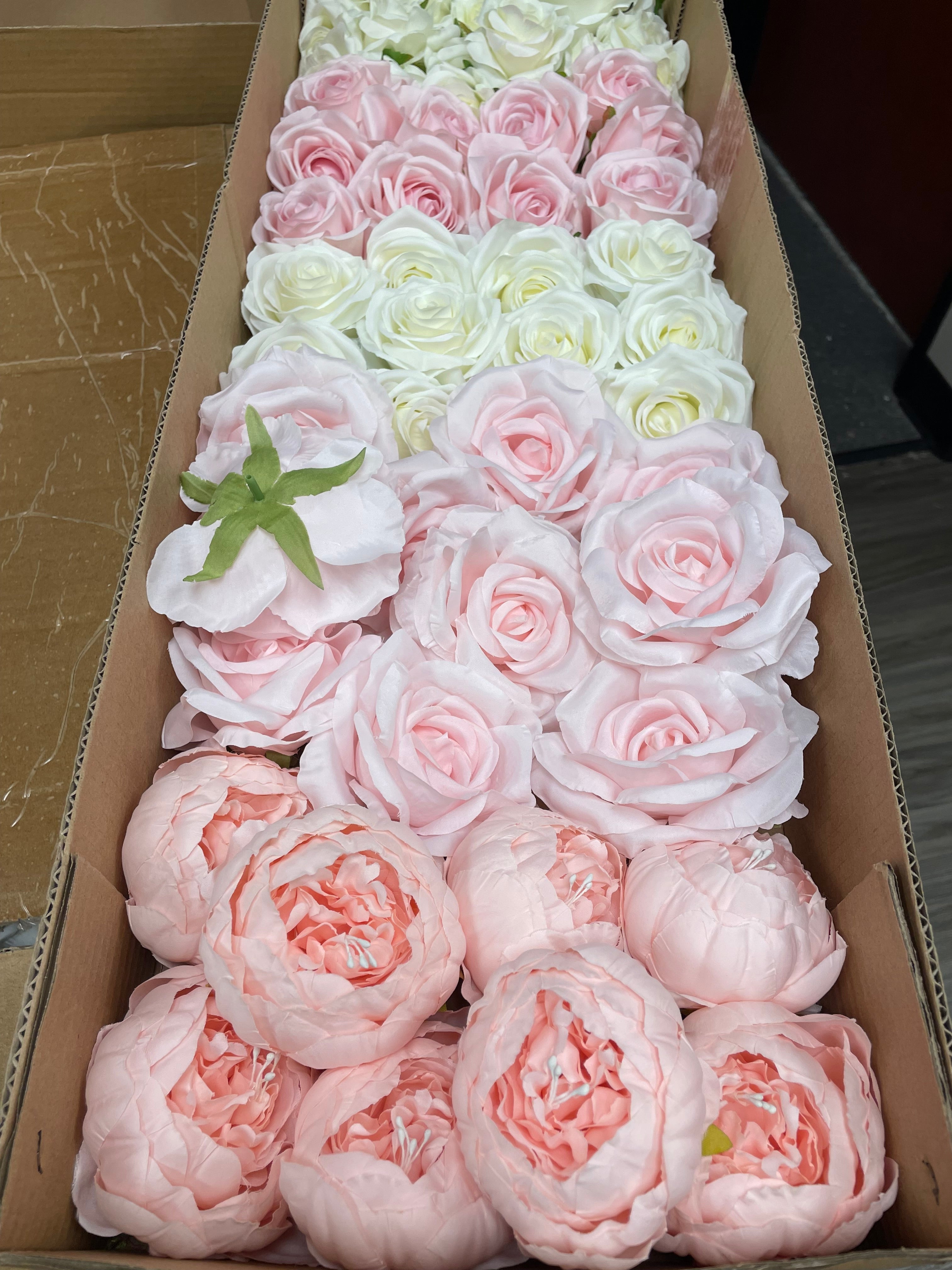 60/70 PCS Artificial Flower Heads(HS7) – Mixed Colors for Wedding & DIY Decor