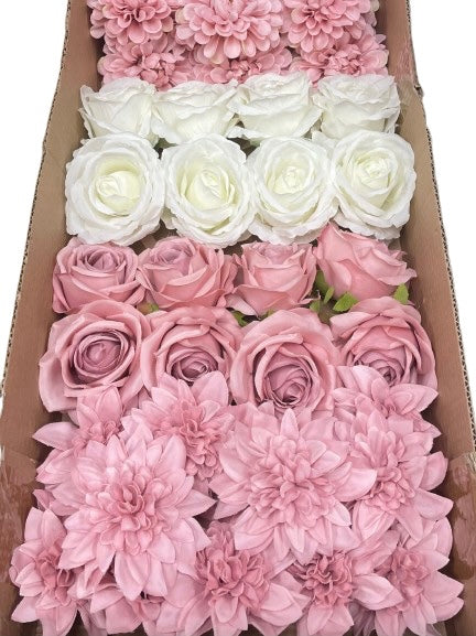 50/60 PCS Artificial Flower Heads (ES2AB), Mixed Colors for  Weddings, DIY Floral Decor & Centerpieces