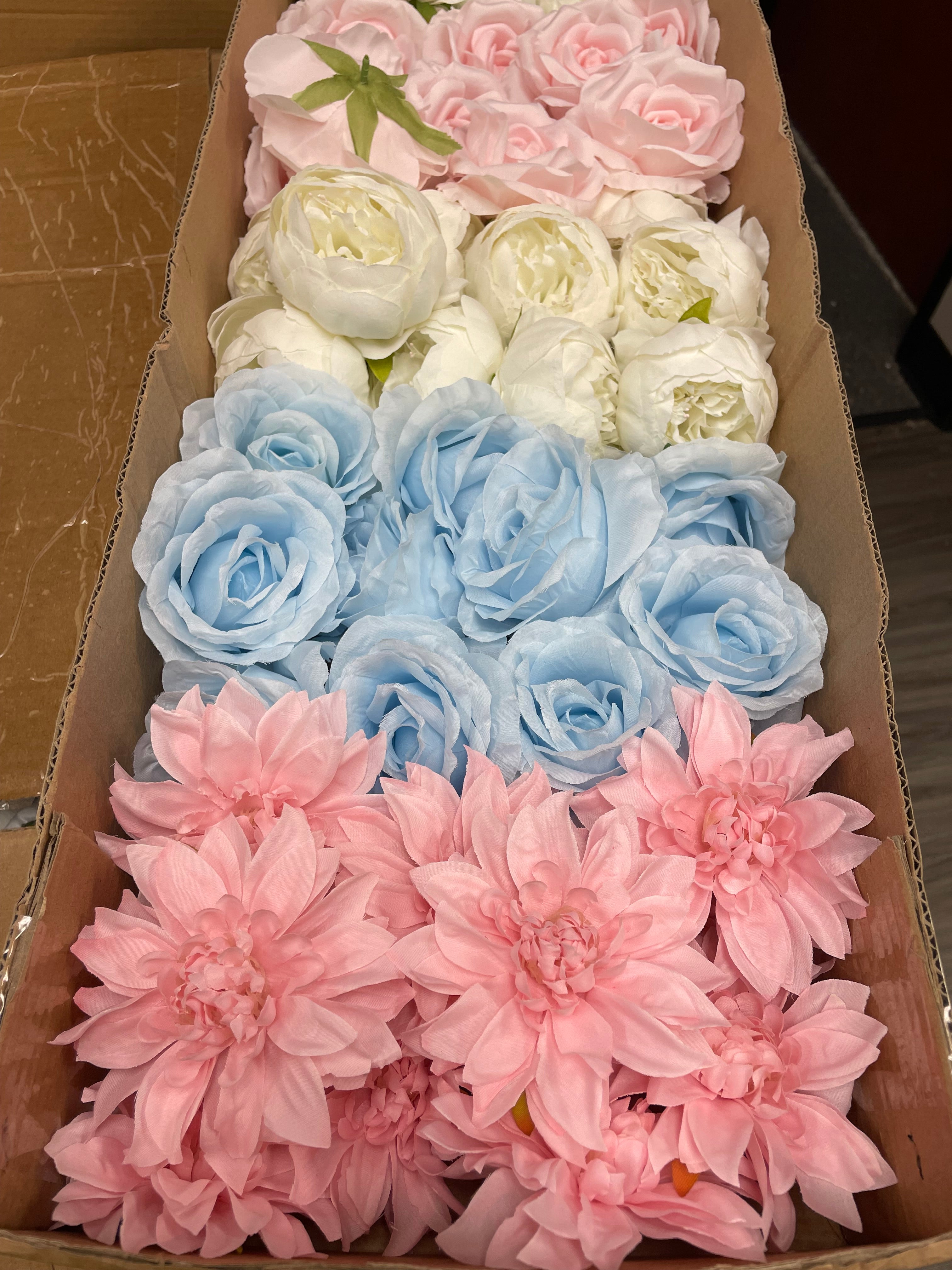 60/70 PCS Artificial Flower Heads(BS3) – Mixed Colors for Wedding & DIY Decor
