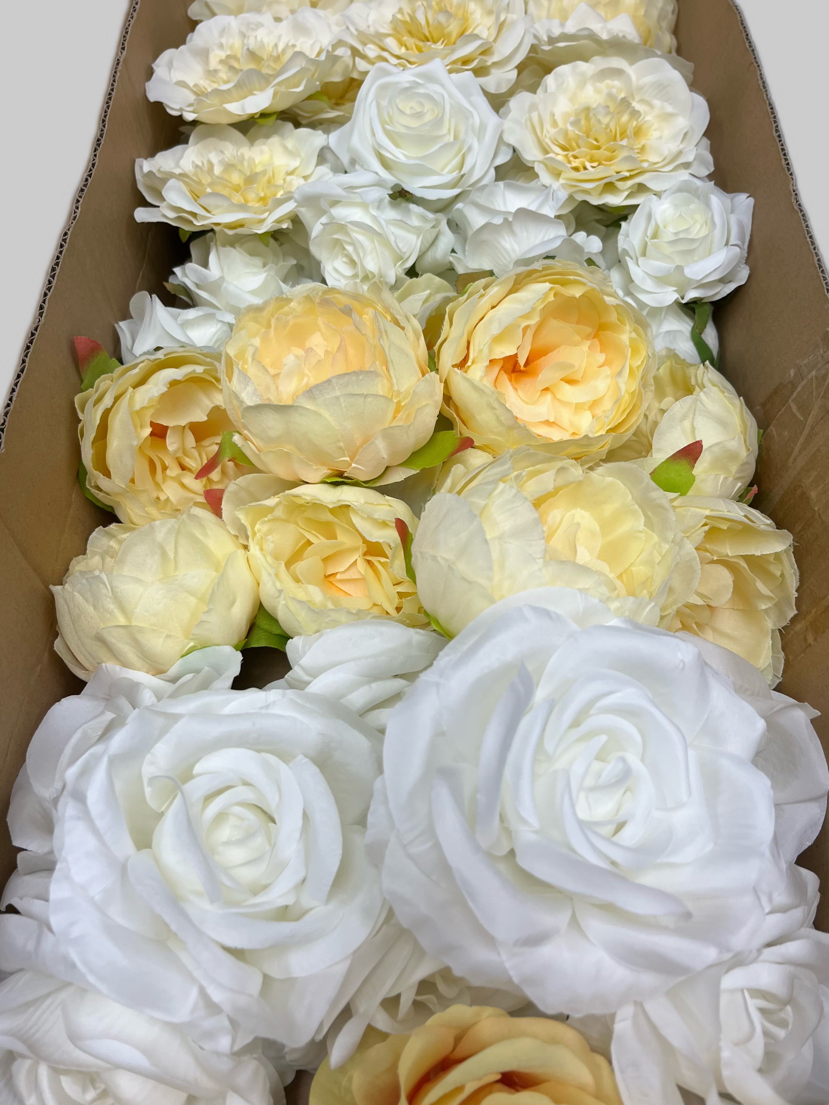 60/70 PCS Artificial Flower Heads (YS3D), Mixed Colors for Wedding & DIY Decor