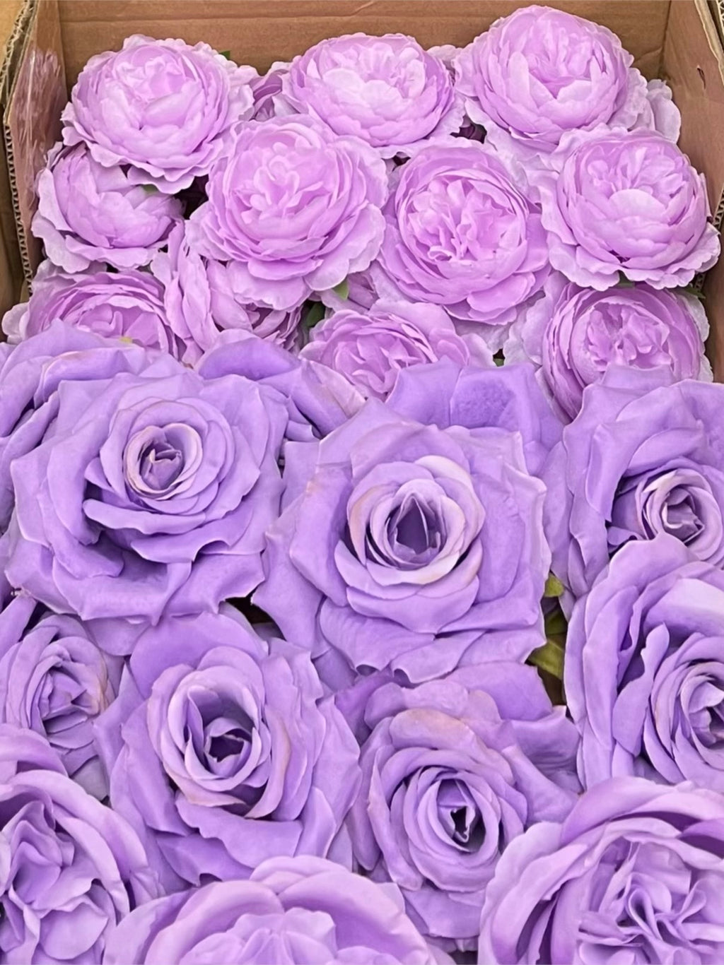 60 PCS All Purple Assorted Artificial Flower Heads A – Roses, Peonies, Flame Chrysanthemum & Ranunculus