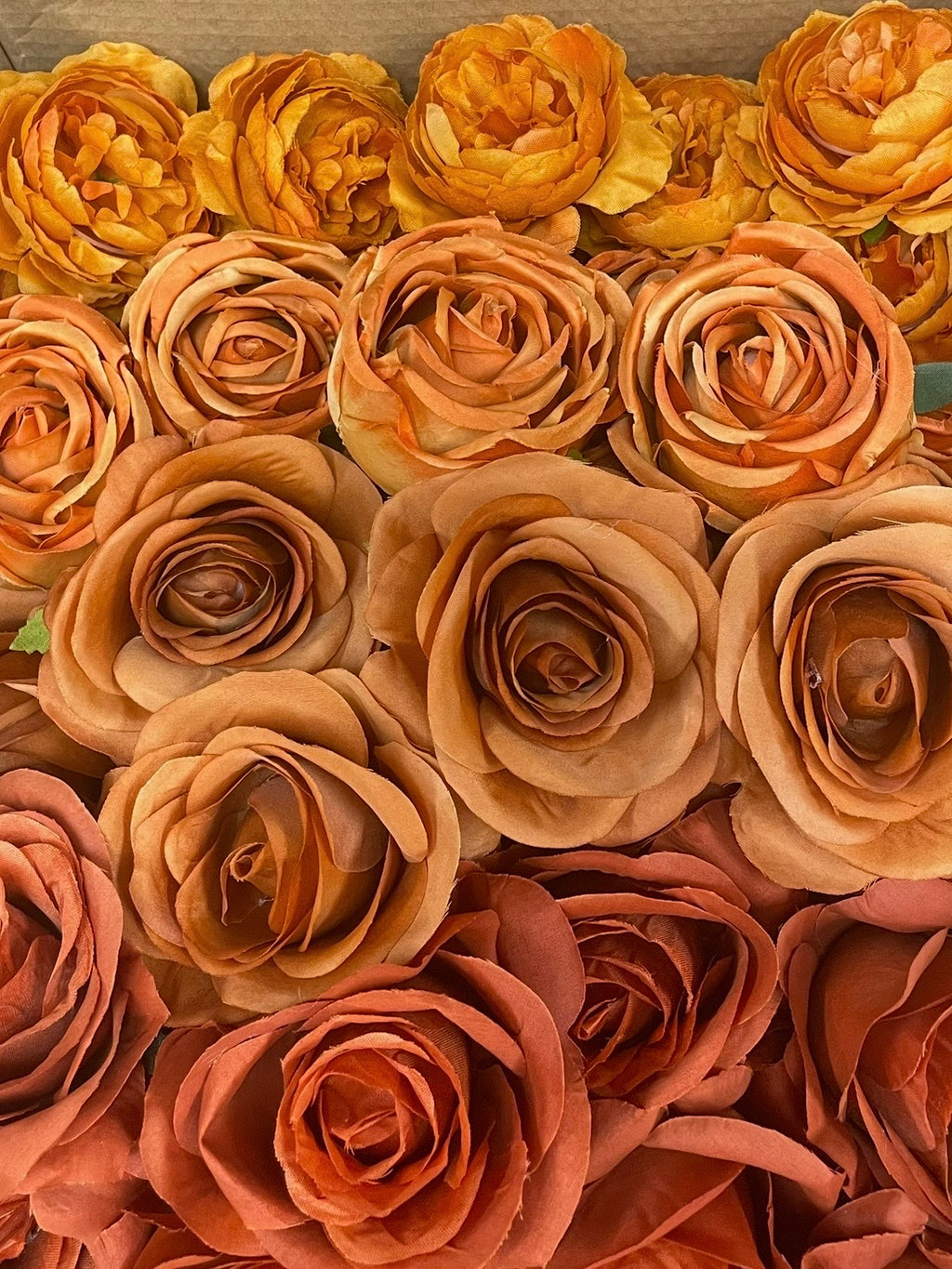 50/60 PCS Artificial Flower Heads (AT1), Terracotta, Burnt Orange, Rust Orange & Caramel Brown Mixed Colors for Wedding & DIY Decor