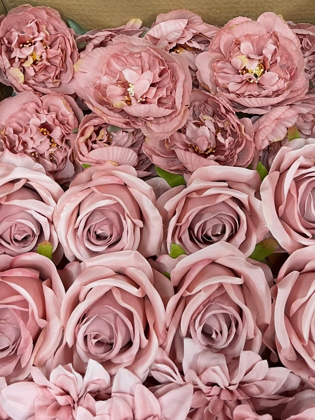 60 PCS All Dusty Blush Pink Assorted Artificial Flower Heads (AD2), Peonies, Rose & Dahlias