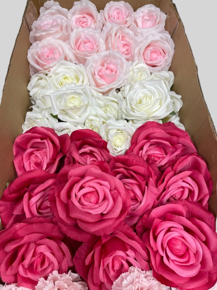 50/60 PCS Artificial Flower Heads (AS1AC), Mixed Colors for Wedding & DIY Decor