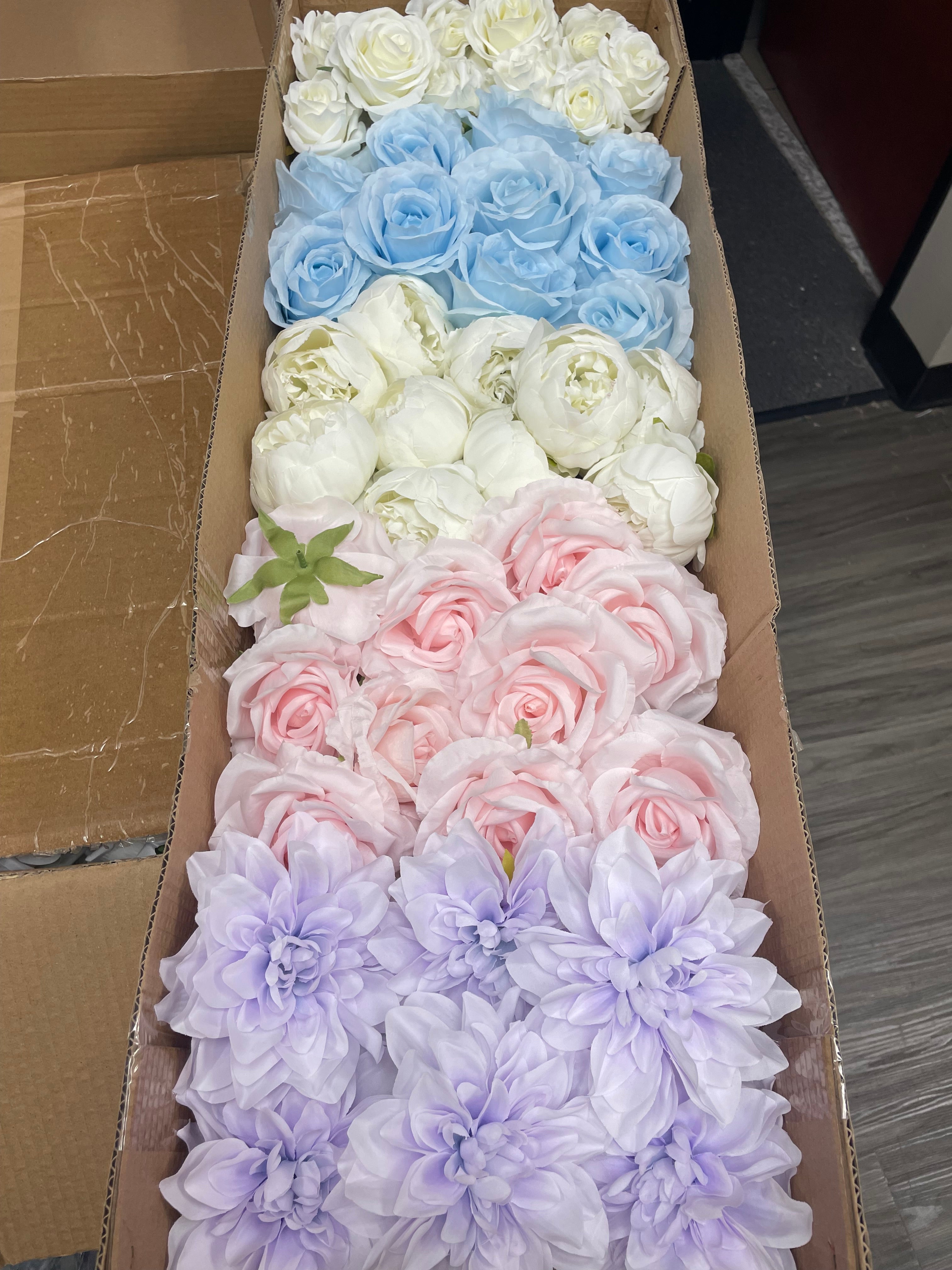 60/70 PCS Artificial Flower Heads(IS3) – Mixed Colors for Wedding & DIY Decor