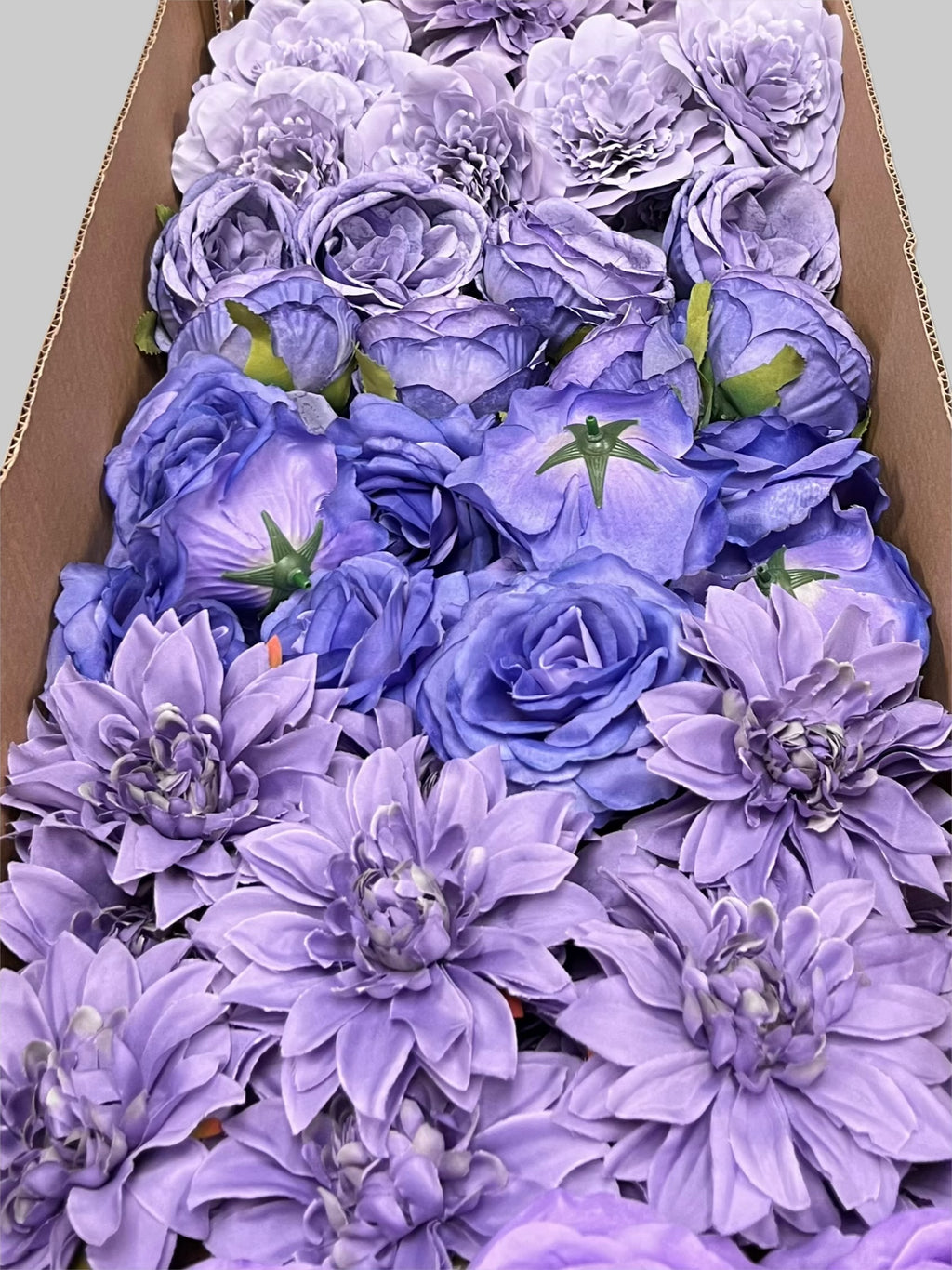 60 PCS All Purple Assorted Artificial Flower Heads C – Roses & Dahlias
