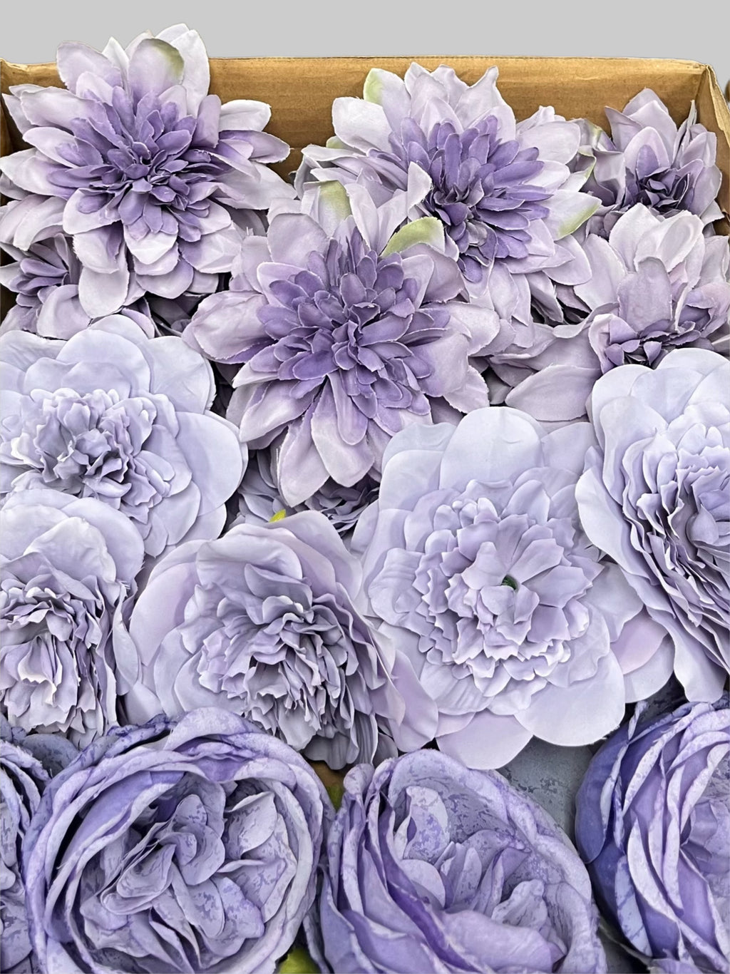 60 PCS All Purple Assorted Artificial Flower Heads C – Roses & Dahlias