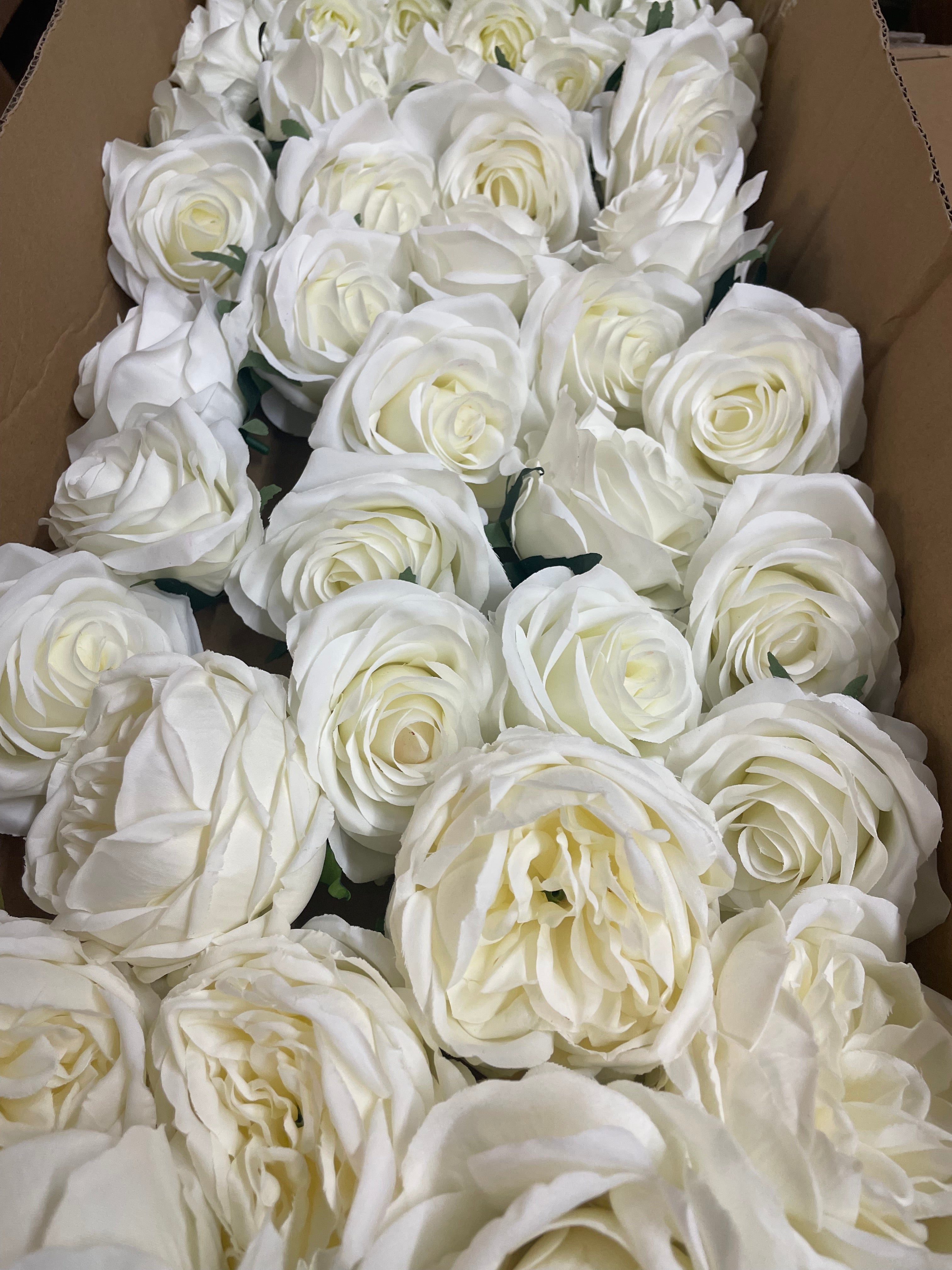 50 PCS All White Assorted Artificial Flower Heads B – Roses