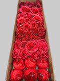 50/60 PCS All Red Assorted Artificial Flower Heads (AR1), Peonies, Roses, Ping Pong Mums, Ranunculus
