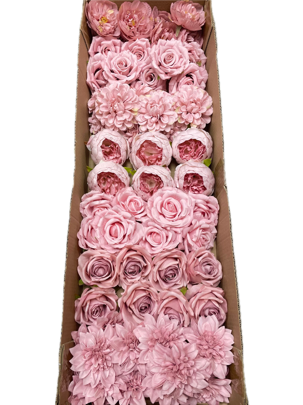 50/60 PCS All Dusty Blush Pink Assorted Artificial Flower Heads (AD3), Peonies, Roses & Dahlias