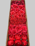 60 PCS All Red Assorted Artificial Flower Heads (AR1), Peonies, Rose, Ping Pong Mums, Ranunculus