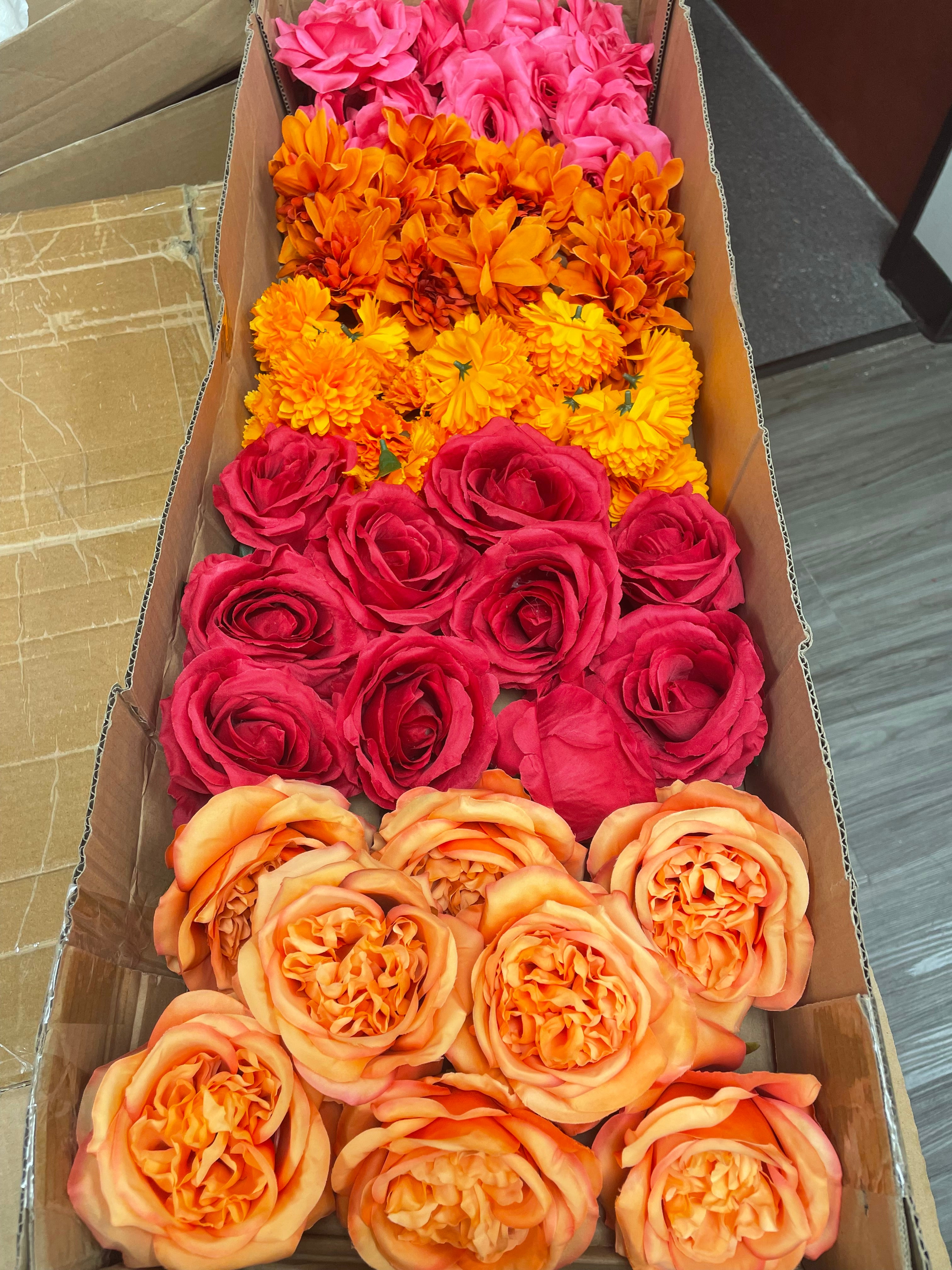 60/70 PCS Artificial Flower Heads, Mixed Colors for Wedding & DIY Decor (JS4)