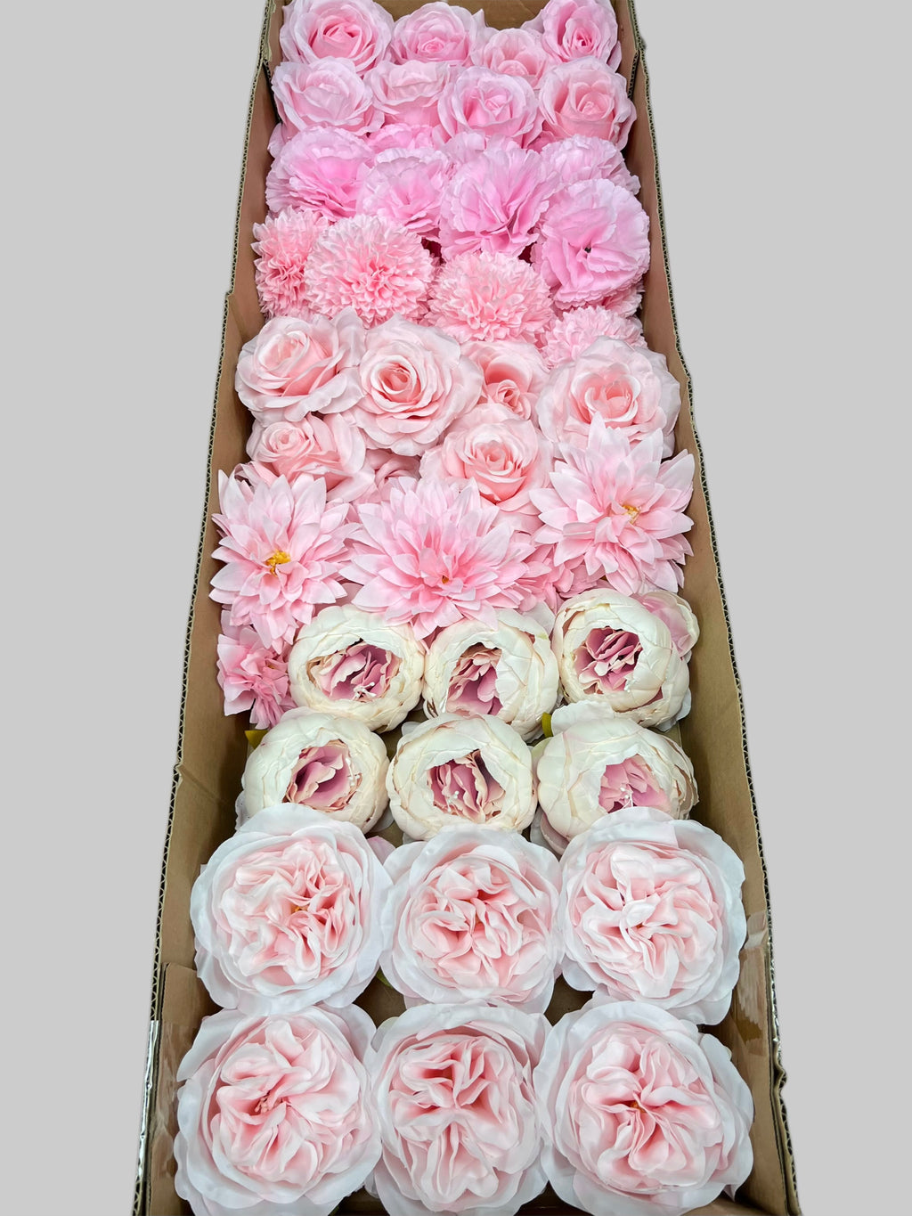 60 PCS All Pink Assorted Artificial Flower Heads (AP1AD2), Peonies, Rose, Dahlia, Carnation