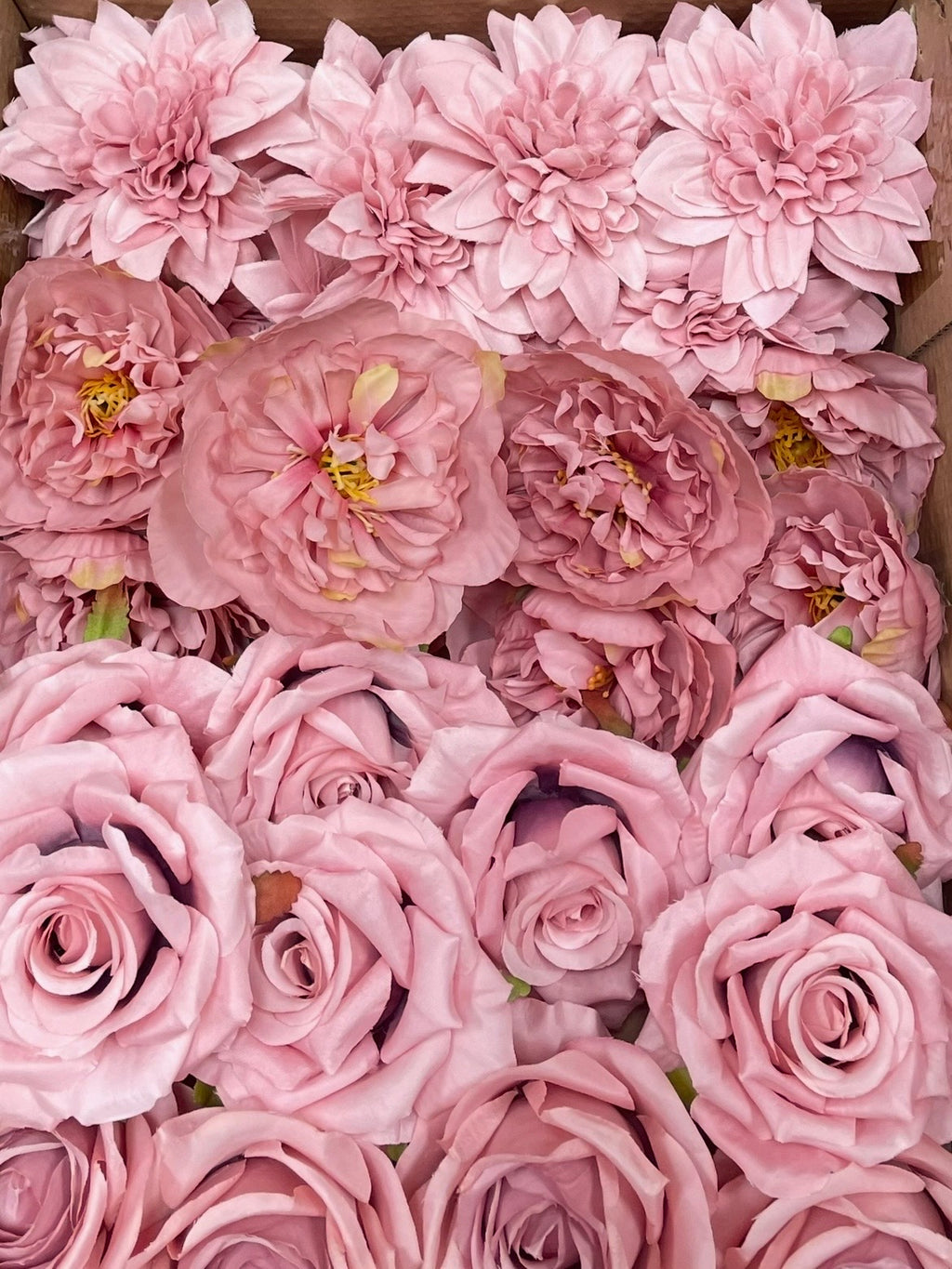 50/60 PCS All Dusty Blush Pink Assorted Artificial Flower Heads (AD4), Peonies, Roses & Dahlias