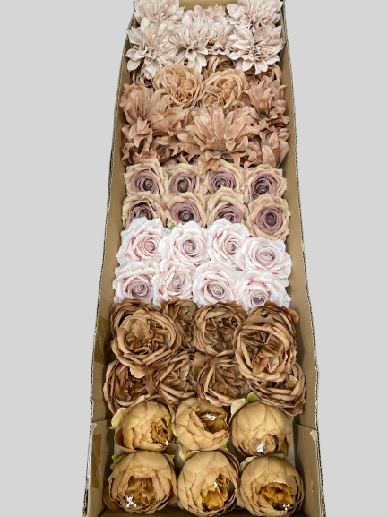 50/60 PCS Artificial Flower Heads (GC1), Mixed Colors for Wedding & DIY Decor