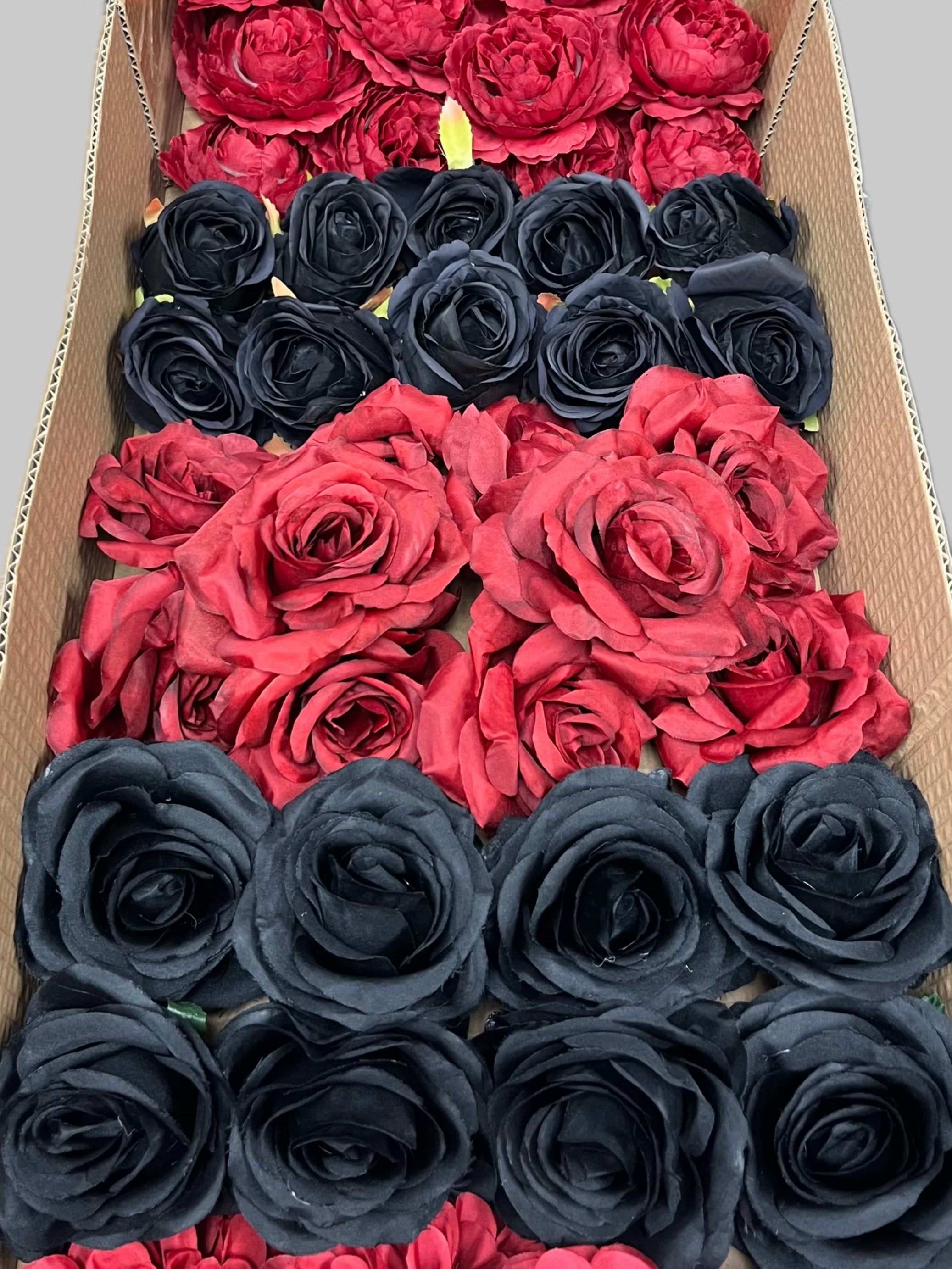 50/60 PCS Artificial Flower Heads (RH1), Mixed Colors for Wedding & DIY Decor