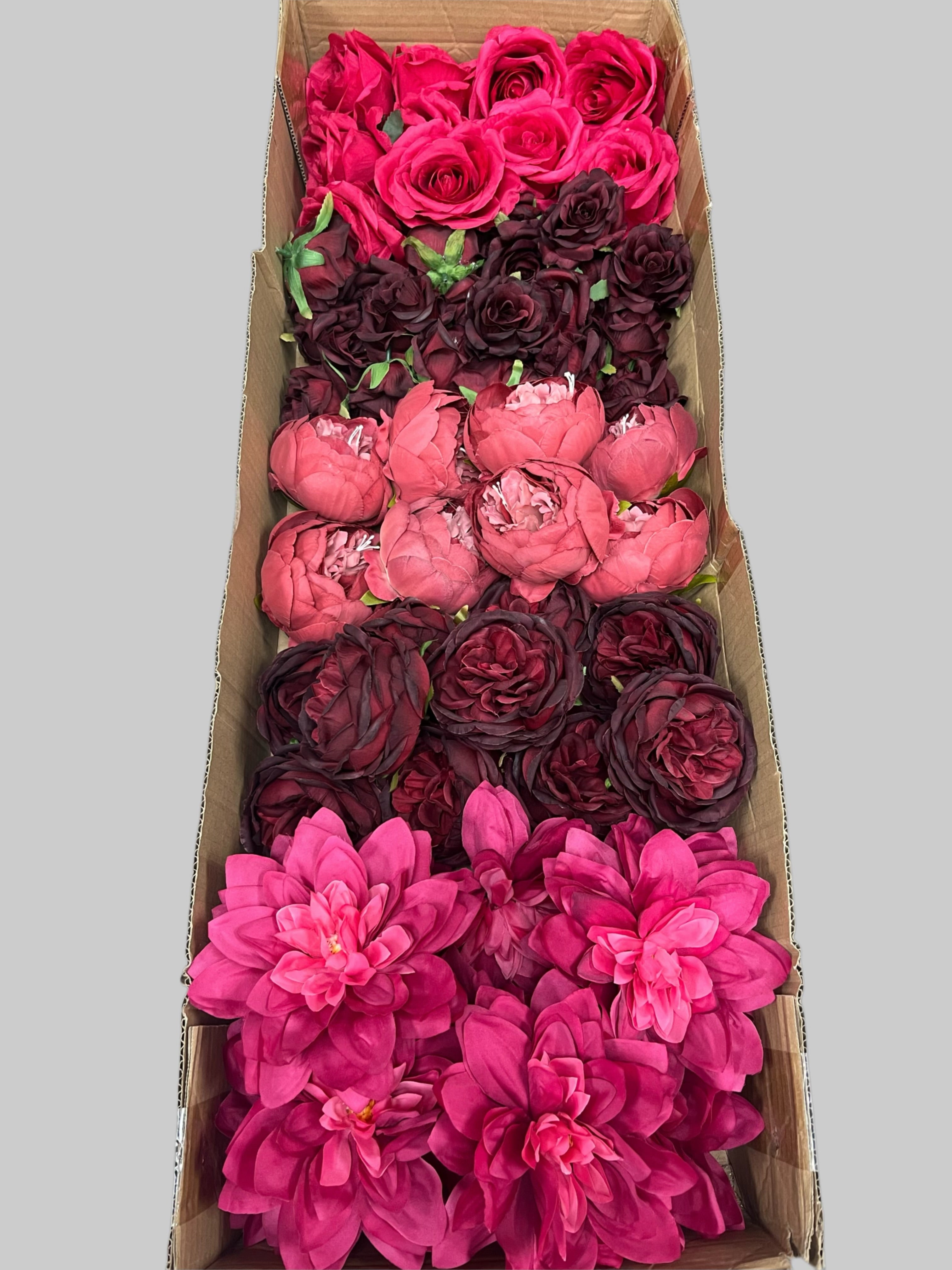 50/60 PCS Artificial Flower Heads (HB1), Mixed Colors for Wedding & DIY Decor