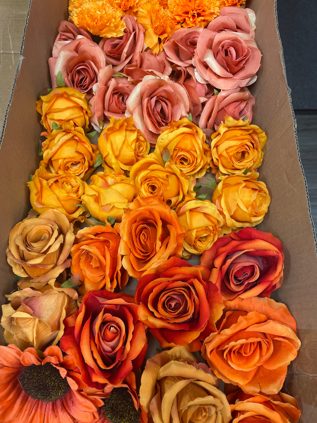 Artificial Flower Head Without Stems (FS3) Orange