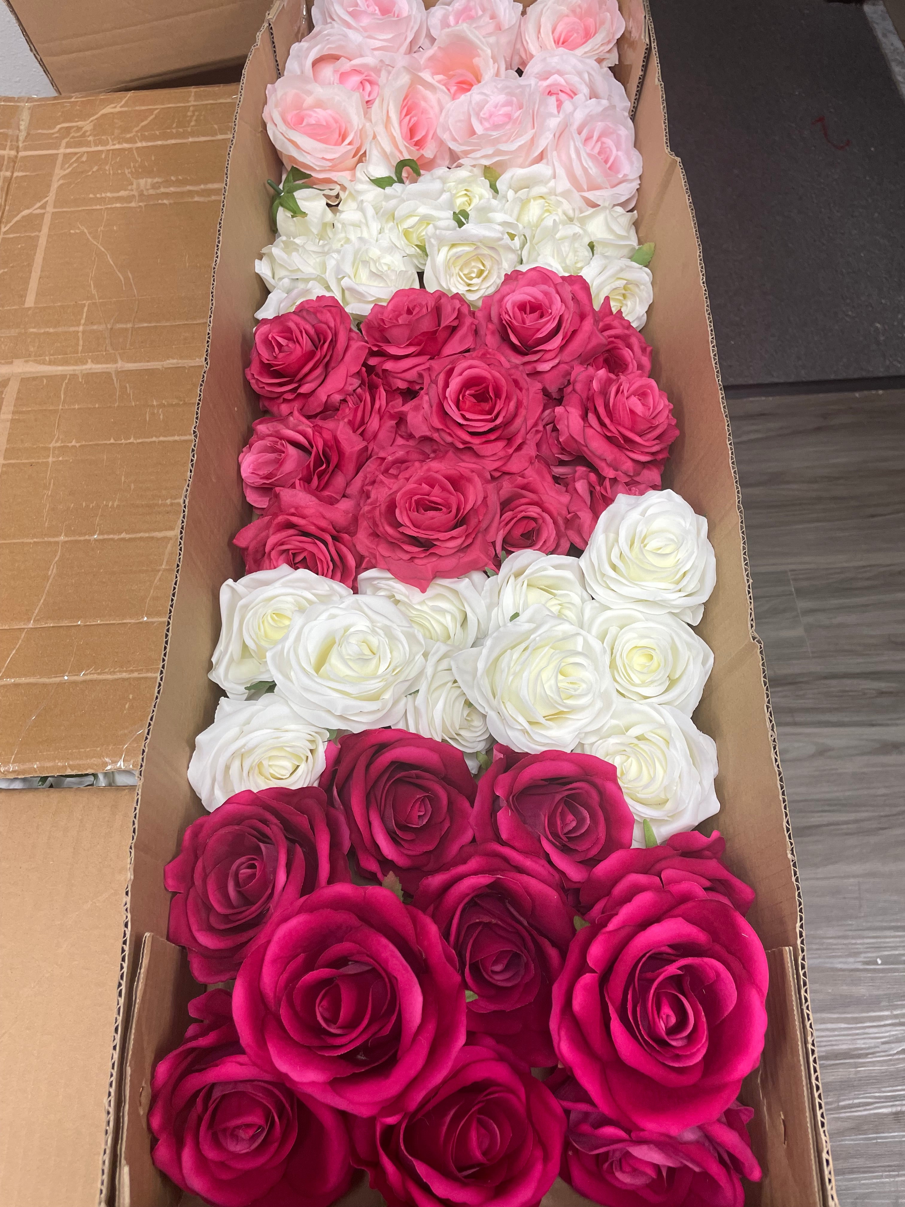 60/70 PCS Artificial Flower Heads (AS5), Mixed Colors for Wedding & DIY Decor
