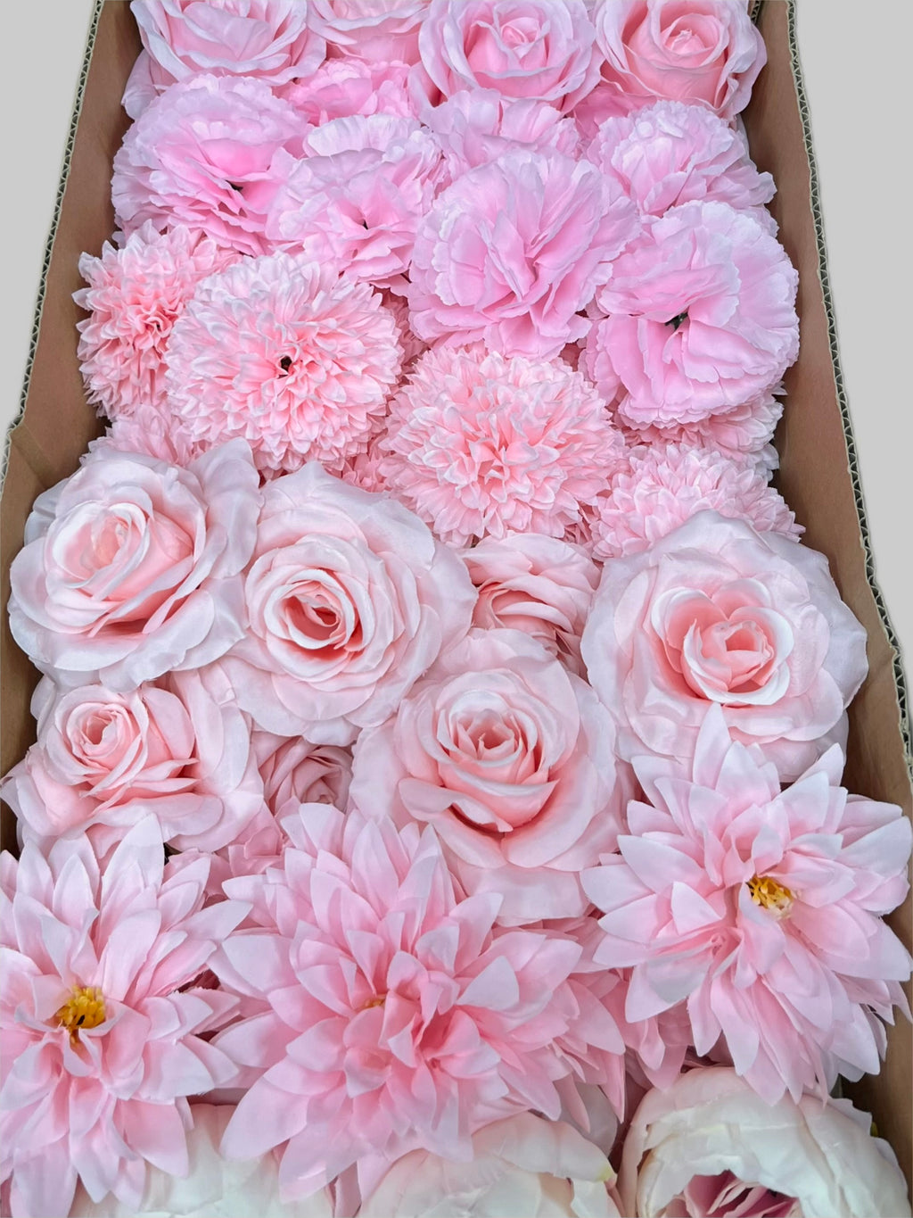 60 PCS All Pink Assorted Artificial Flower Heads (AP1AD3), Peonies, Rose, Dahlia, Carnation
