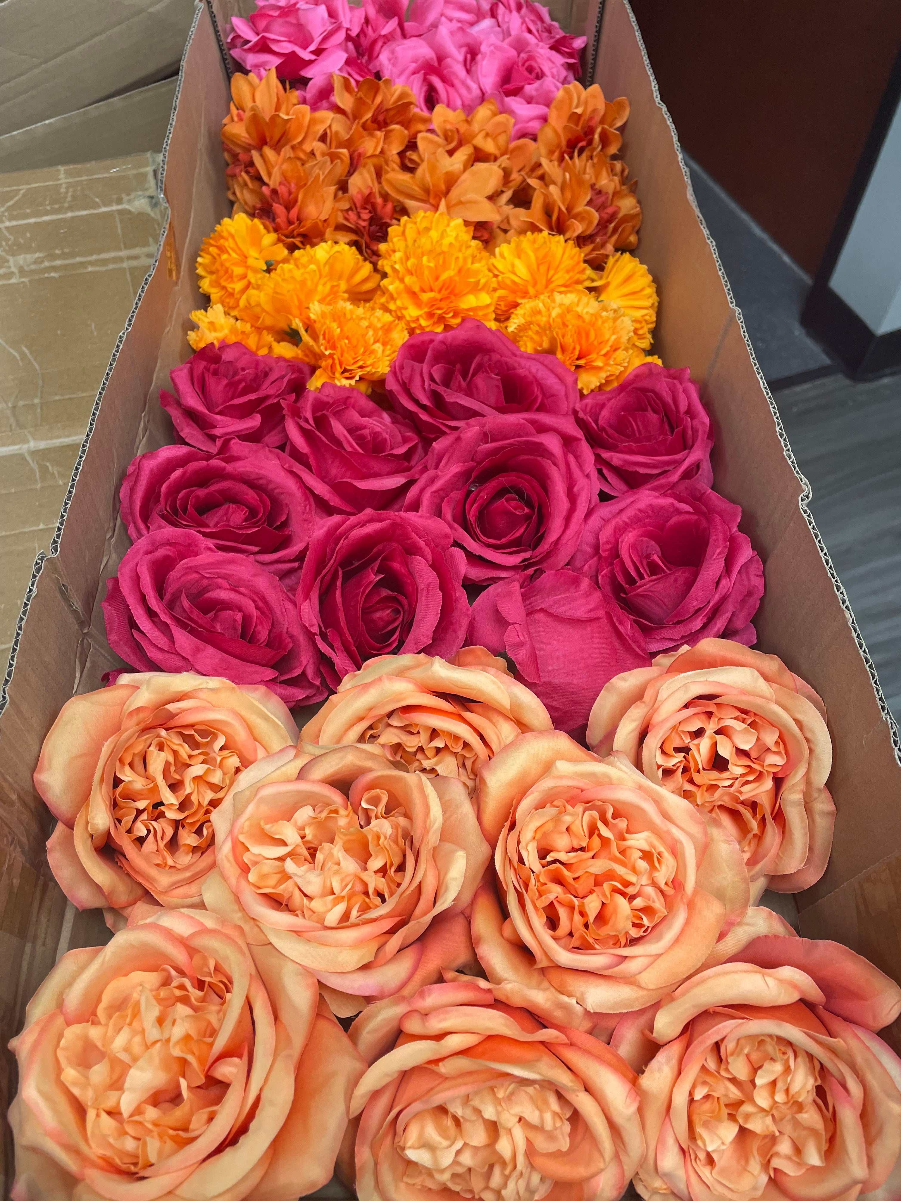 60/70 PCS Artificial Flower Heads, Mixed Colors for Wedding & DIY Decor (JS4)