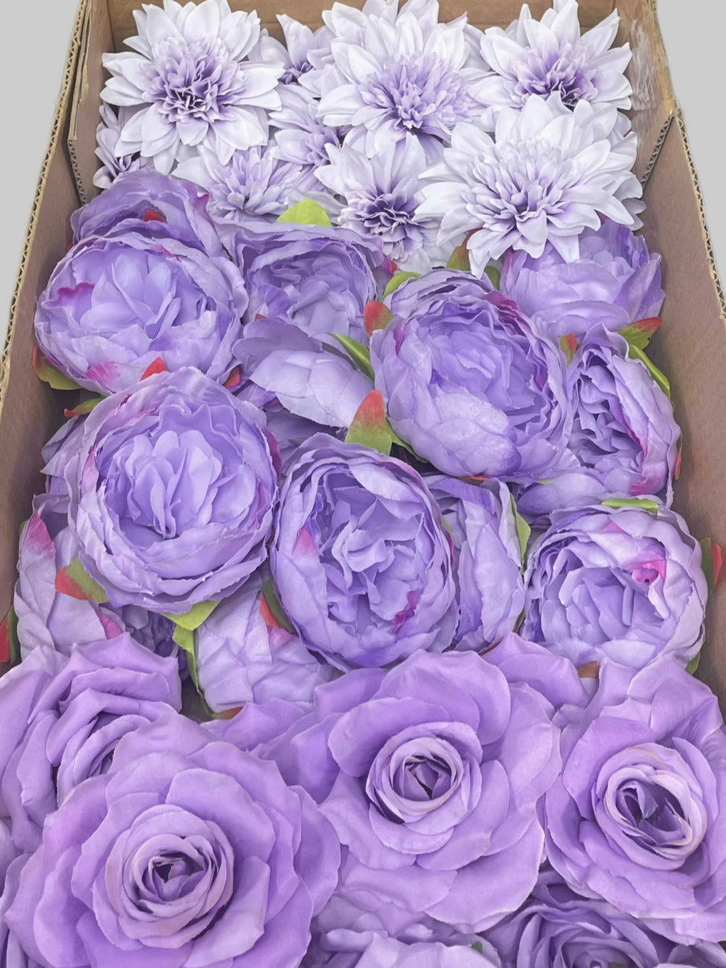 60 PCS All Lavender & Lilac Assorted Artificial Flower Heads (AZ4), Peonies, Rose & Dahlia
