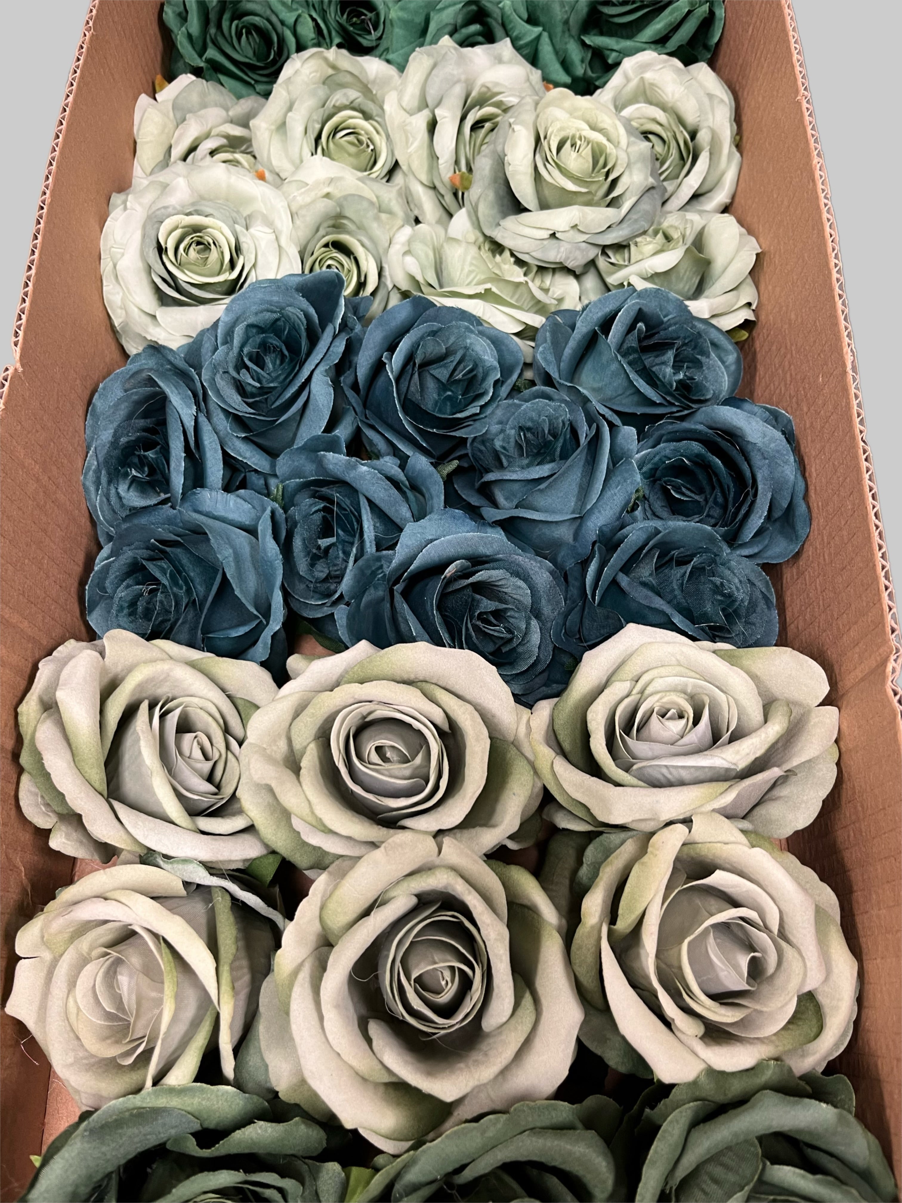 60 PCS All Green Assorted Artificial Flower Heads A – Roses