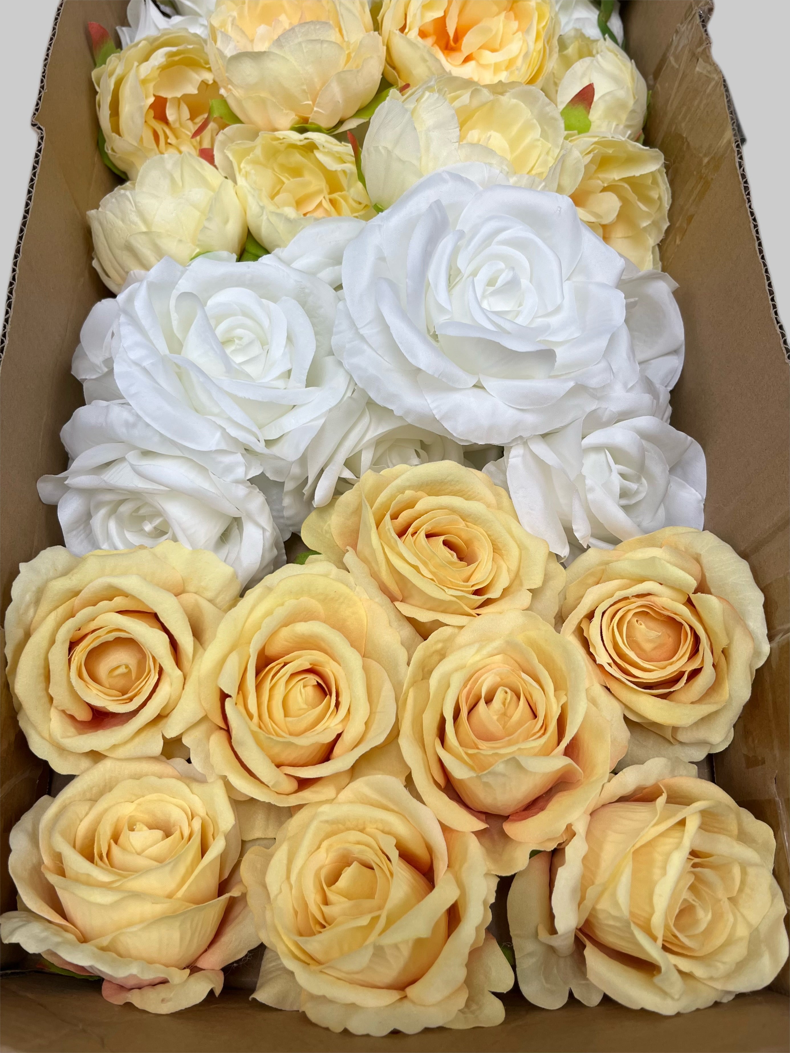 60/70 PCS Artificial Flower Heads (YS3D), Mixed Colors for Wedding & DIY Decor