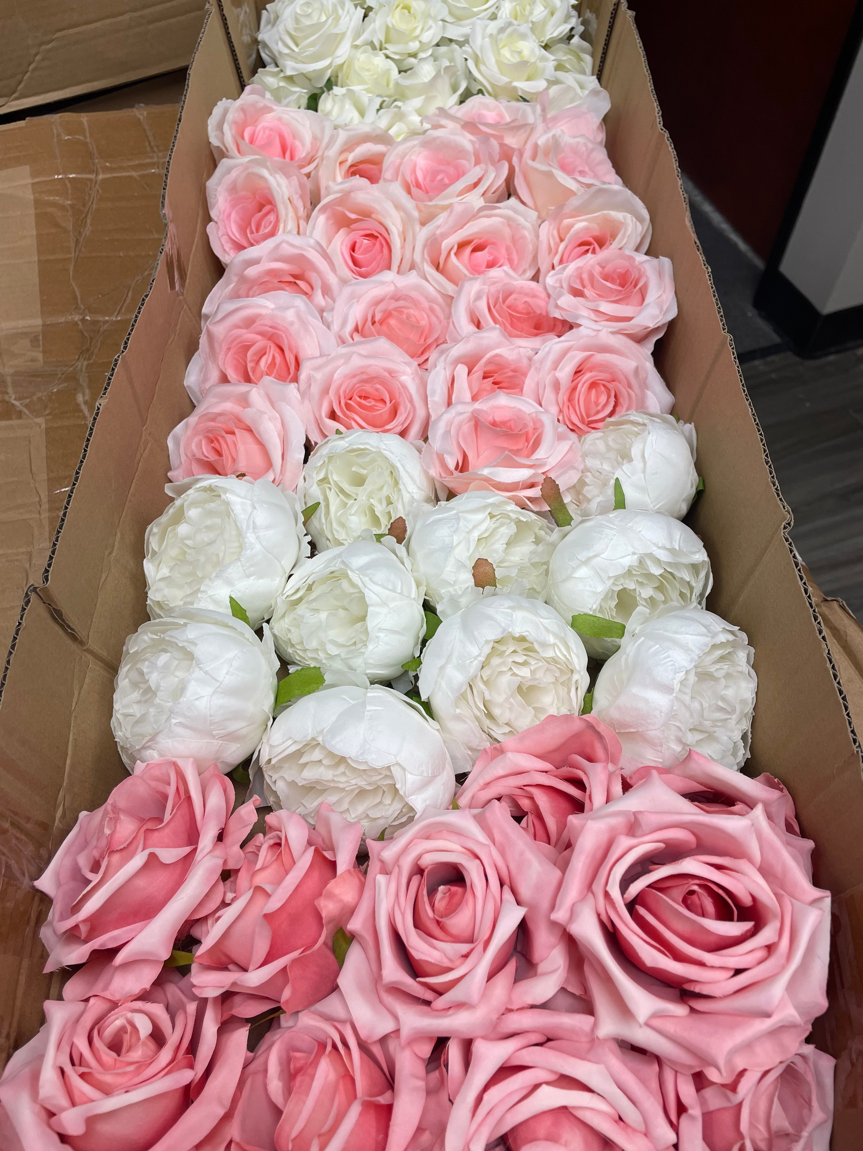 60/70 PCS Artificial Flower Heads, Mixed Colors for Wedding & DIY Decor (PS1)