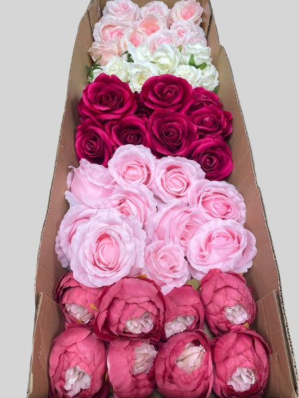 50/60 PCS Artificial Flower Heads (AS1BC2), Mixed Colors for Wedding & DIY Decor