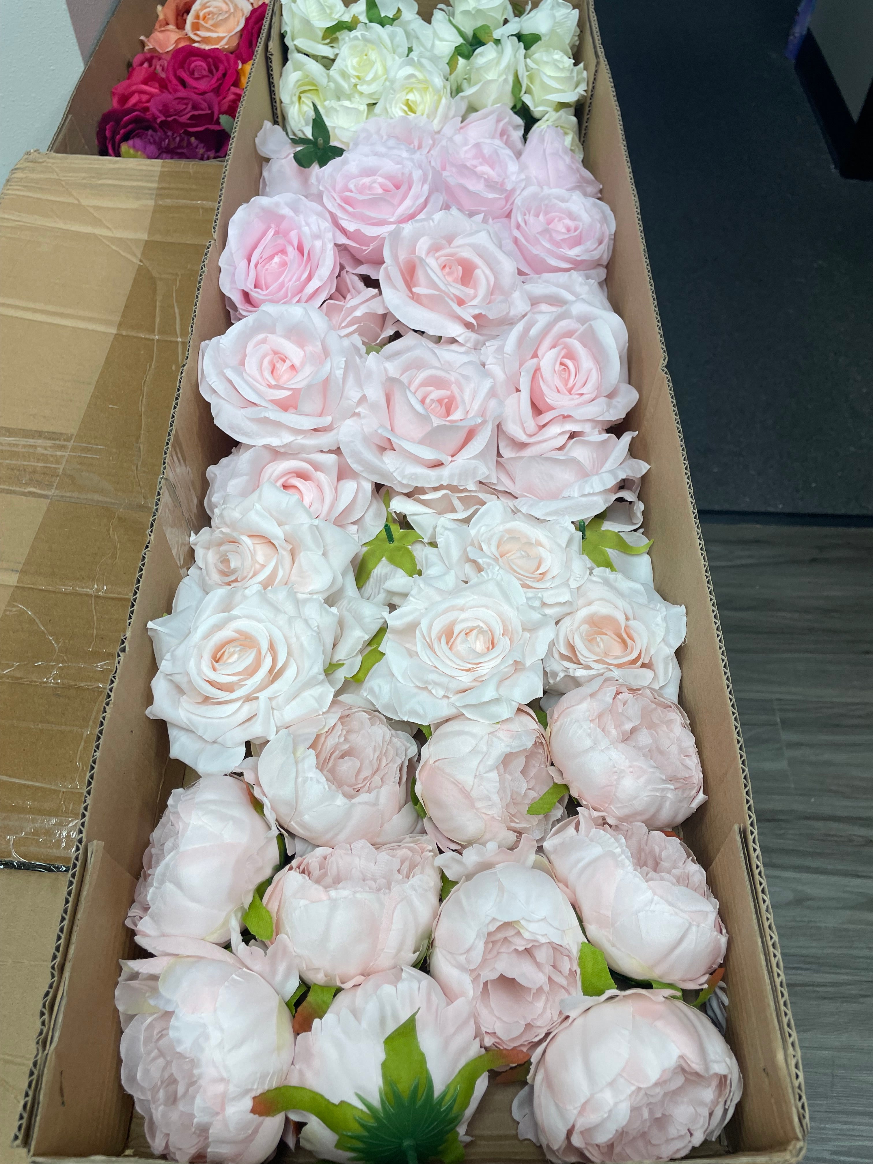 60/70 PCS Artificial Flower Heads (HS4), Mixed Colors for Wedding & DIY Decor