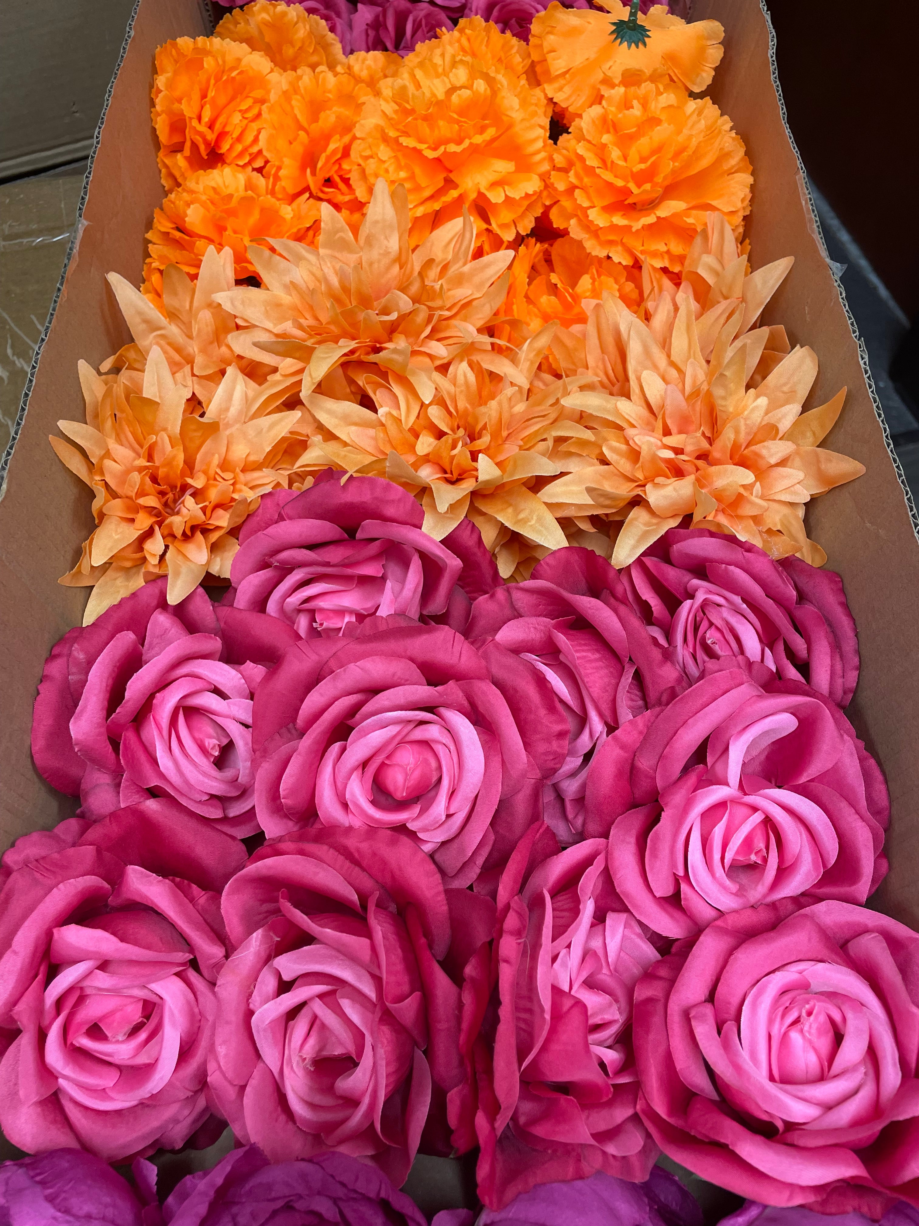 60/70 PCS Artificial Flower Heads(JS3A) – Mixed Colors for Wedding & DIY Decor