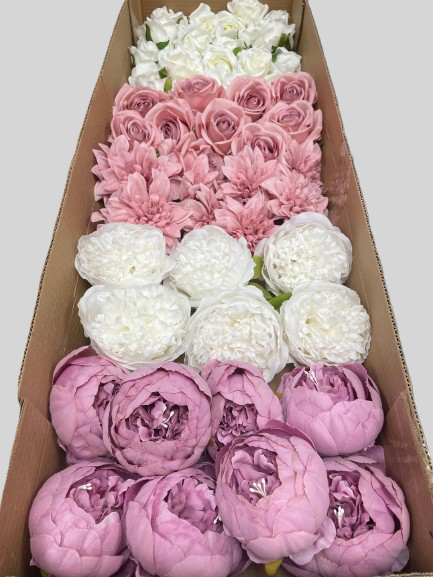 50/60 PCS Artificial Flower Heads(GS2) – Mixed Colors for Wedding & DIY Decor