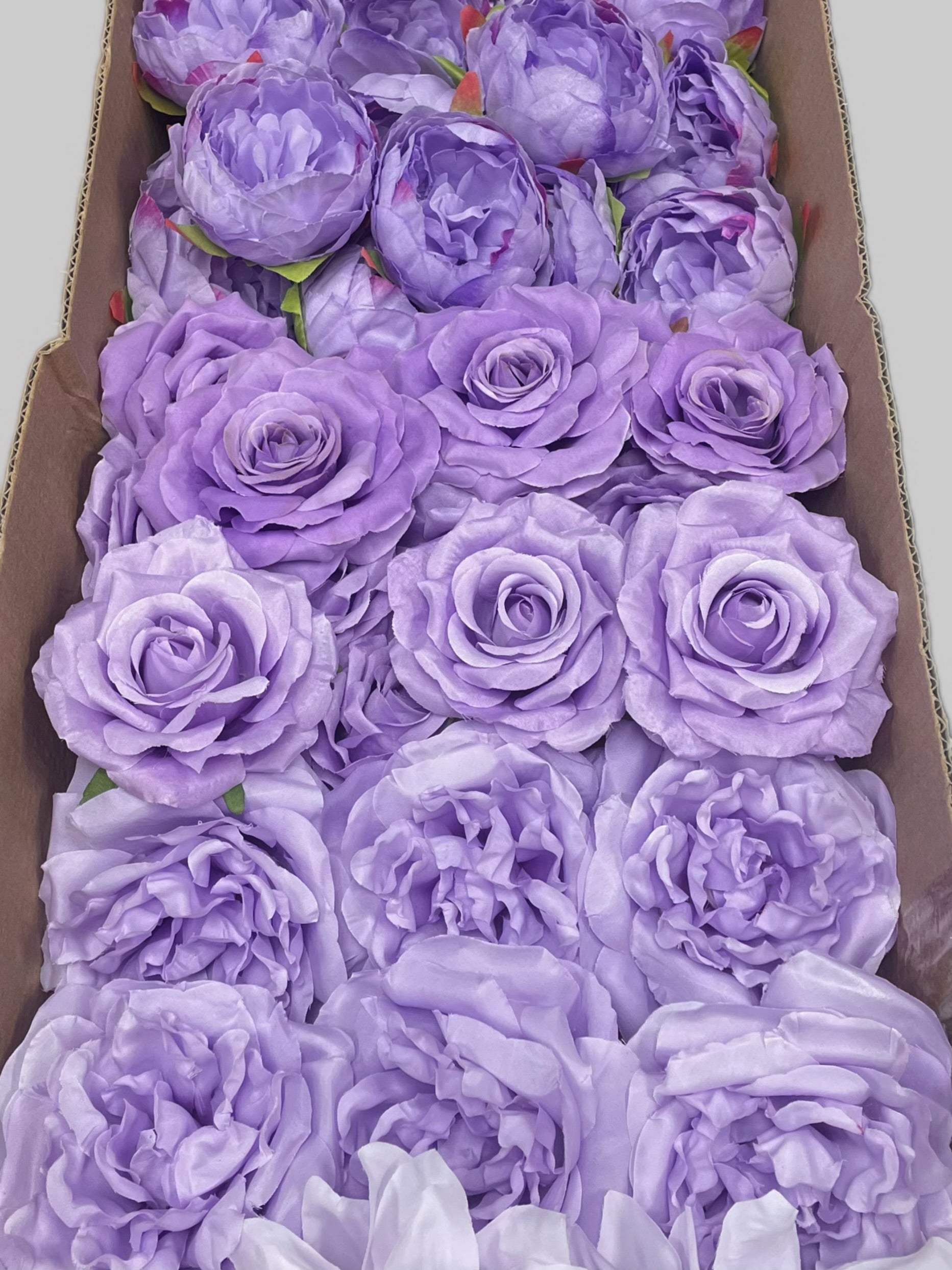60 PCS All Lavender & Lilac Assorted Artificial Flower Heads (AZ4), Peonies, Rose & Dahlia
