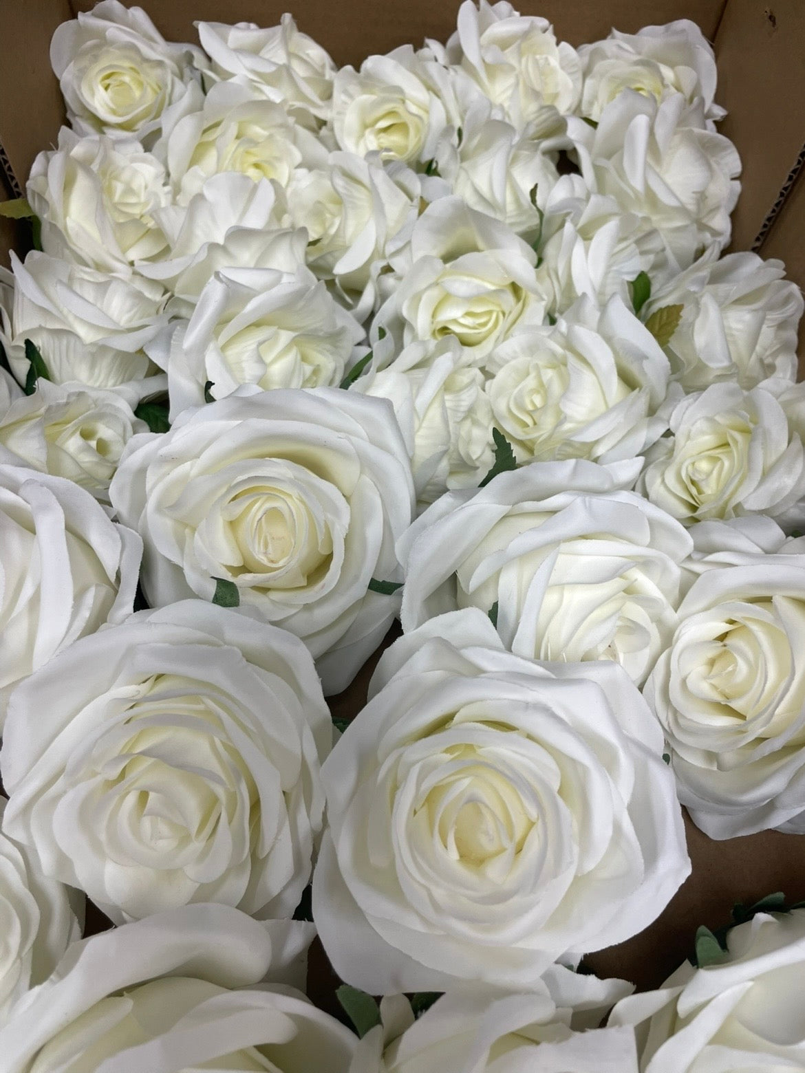50 PCS All White Assorted Artificial Flower Heads A – Roses, Peonies