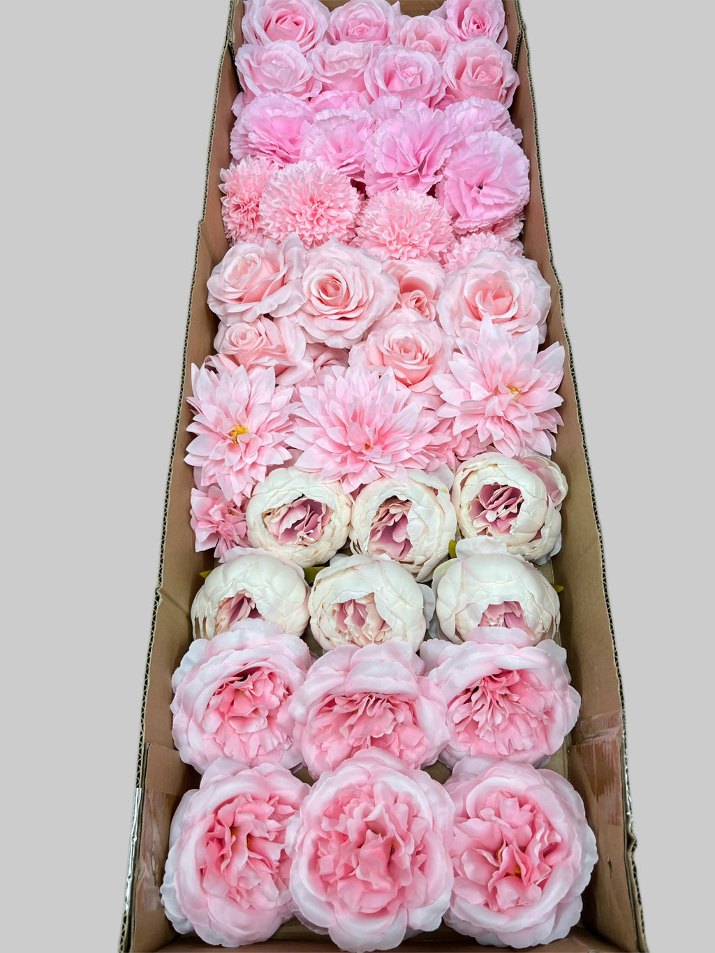 60 PCS All Pink Assorted Artificial Flower Heads (AP1AD1), Peonies, Rose, Dahlia, Carnation