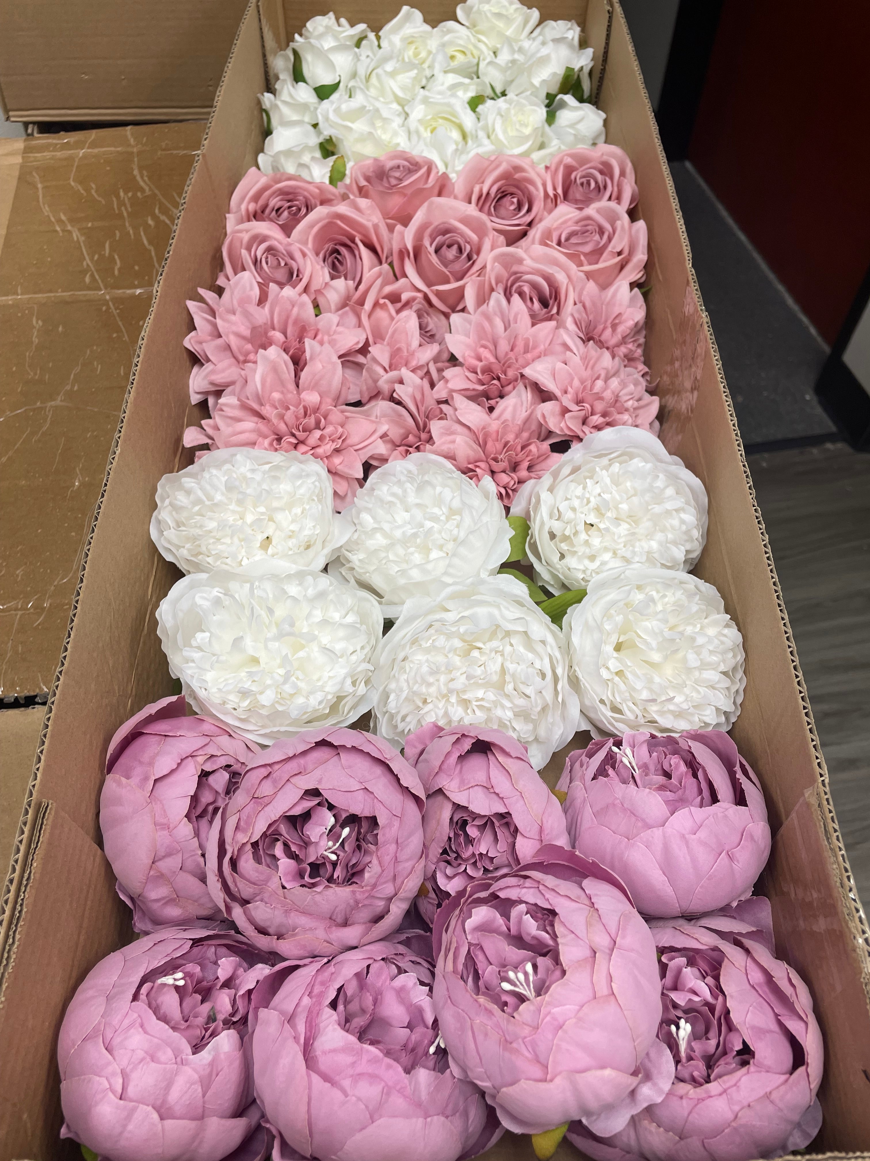 60/70 PCS Artificial Flower Heads(GS3) – Mixed Colors for Wedding & DIY Decor