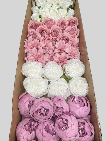 50/60 PCS Artificial Flower Heads(GS2) – Mixed Colors for Wedding & DIY Decor