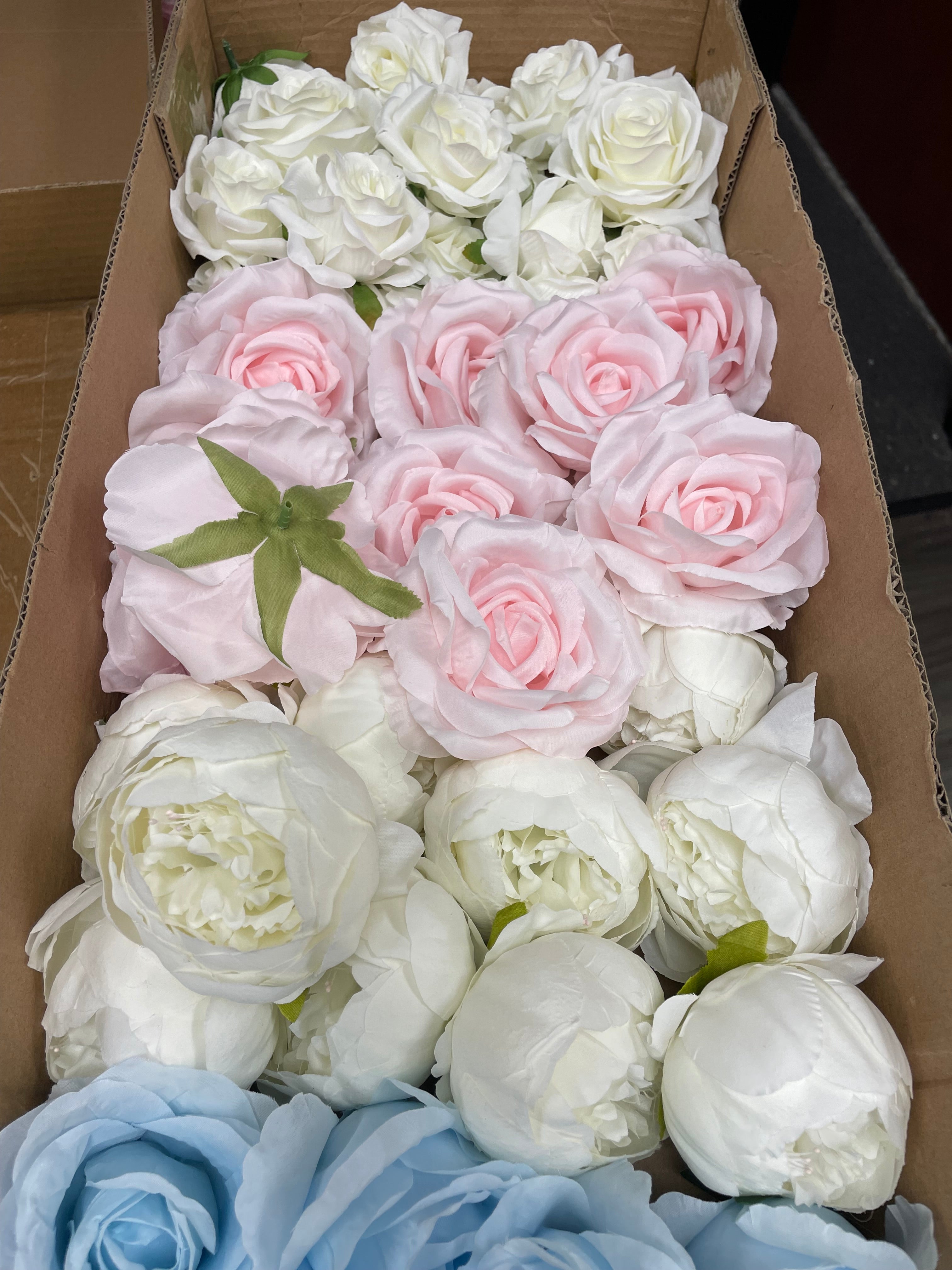 60/70 PCS Artificial Flower Heads(BS3) – Mixed Colors for Wedding & DIY Decor