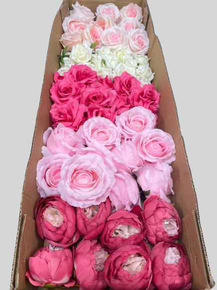 50/60 PCS Artificial Flower Heads (AS1BC1), Mixed Colors for Wedding & DIY Decor