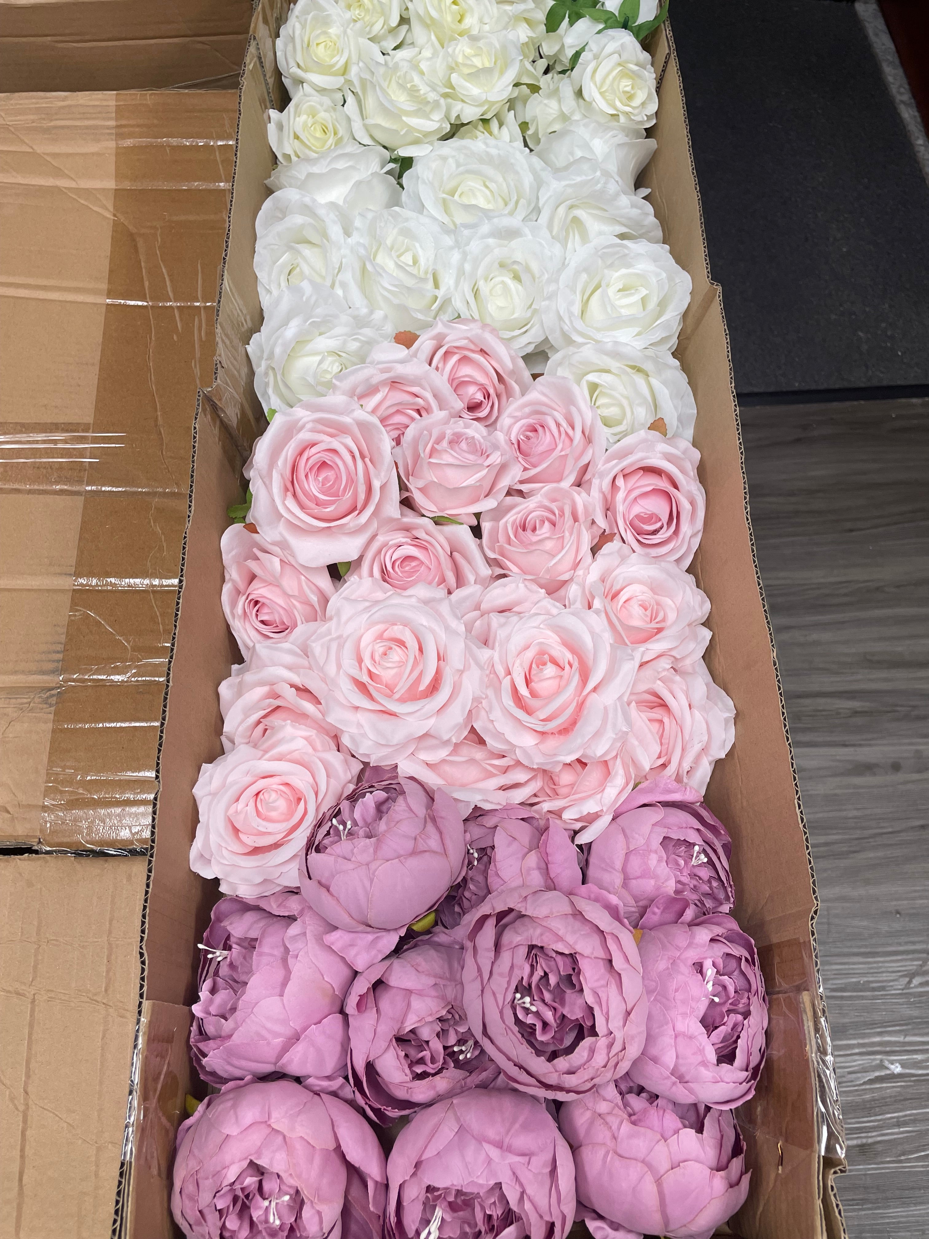 60/70 PCS Artificial Flower Heads(GS2) – Mixed Colors for Wedding & DIY Decor