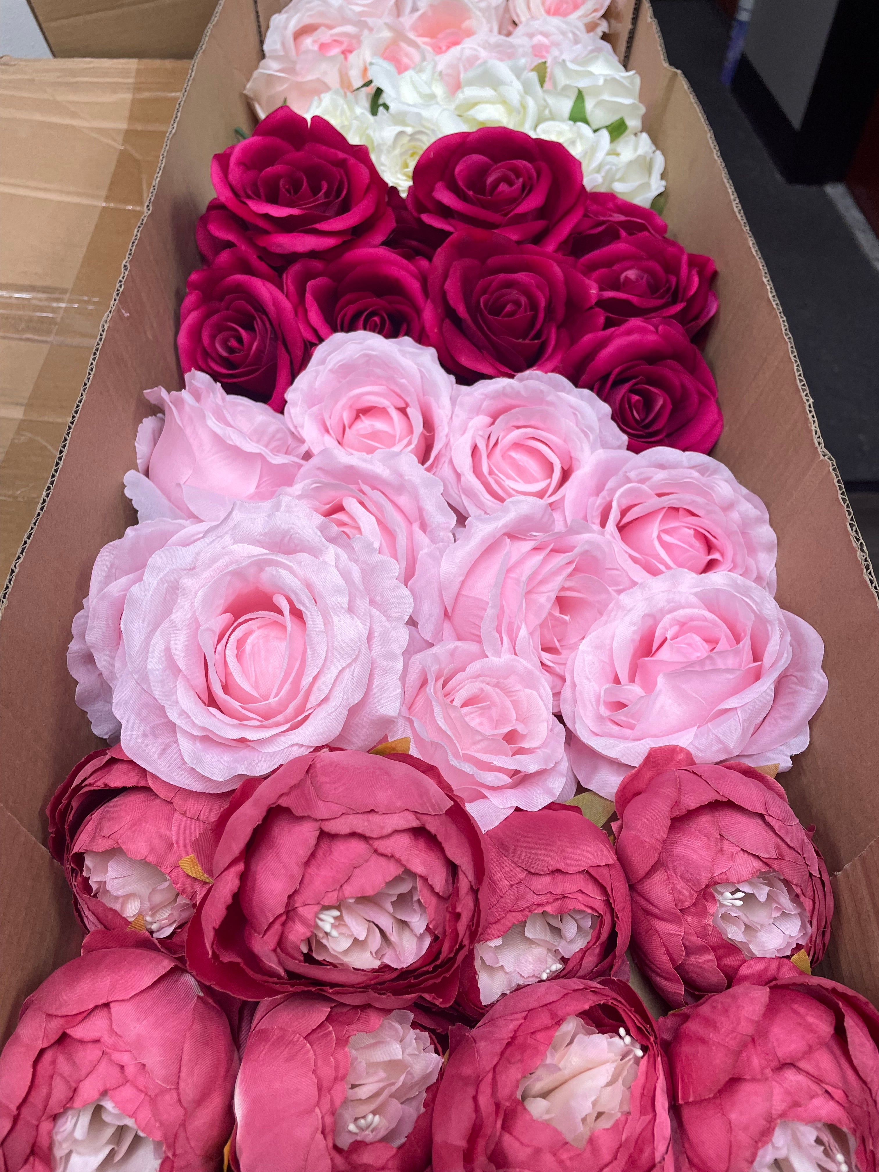 60/70 PCS Artificial Flower Heads (AS1BC2), Mixed Colors for Wedding & DIY Decor