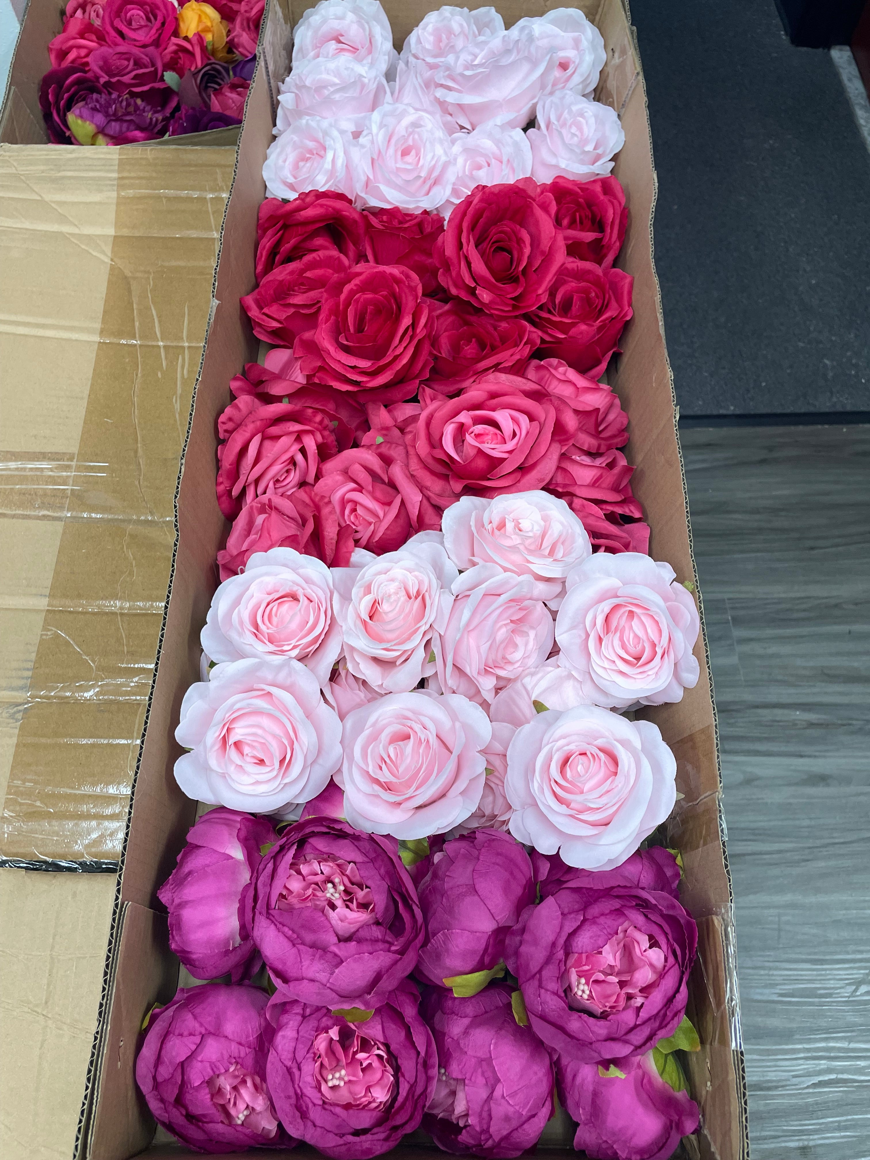 60/70 PCS Artificial Flower Heads (AS3), Mixed Colors for Wedding & DIY Decor