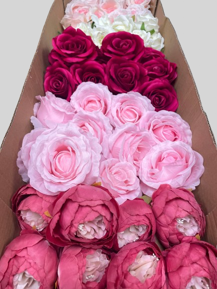 50/60 PCS Artificial Flower Heads (AS1BC2), Mixed Colors for Wedding & DIY Decor