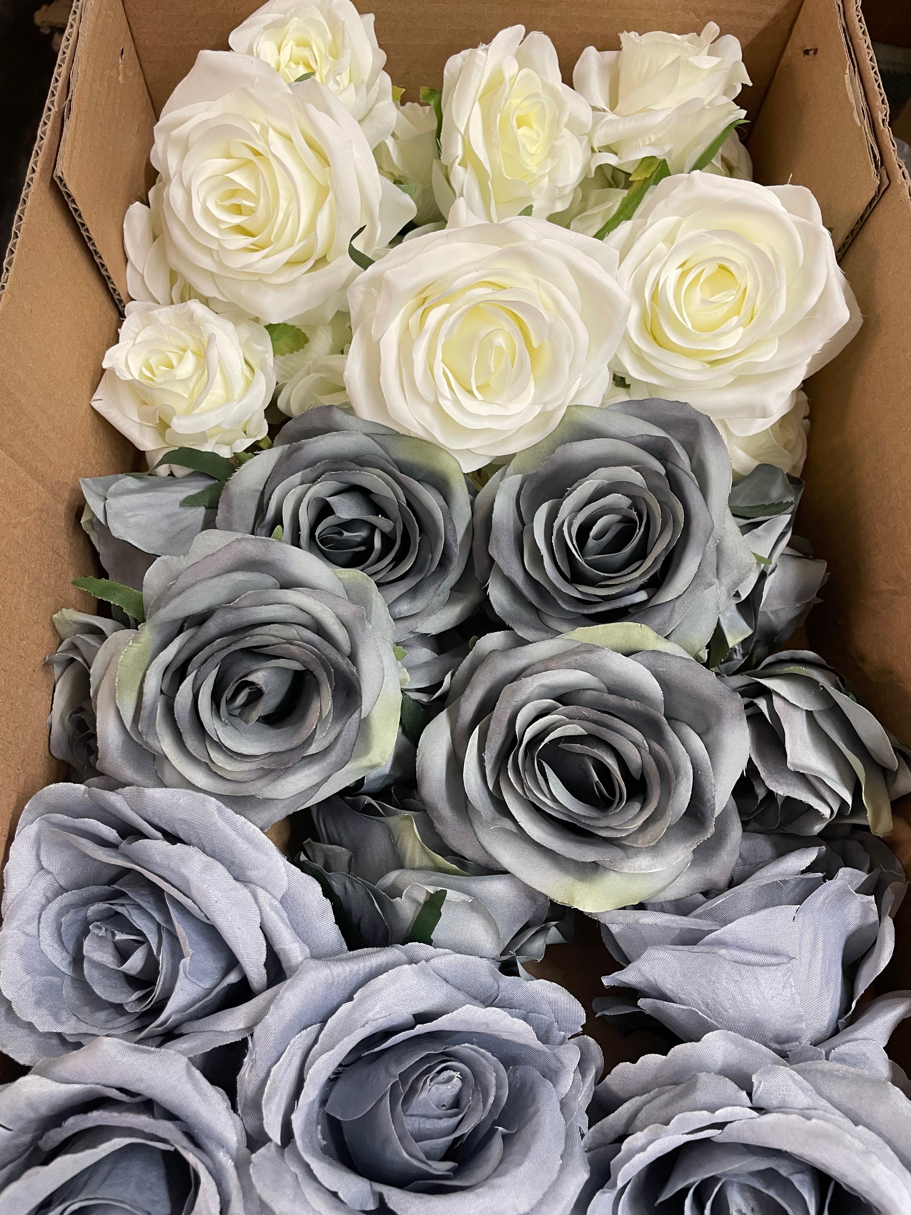 60/70 PCS Artificial Flower Heads(DS1) – Mixed Colors for Wedding & DIY Decor