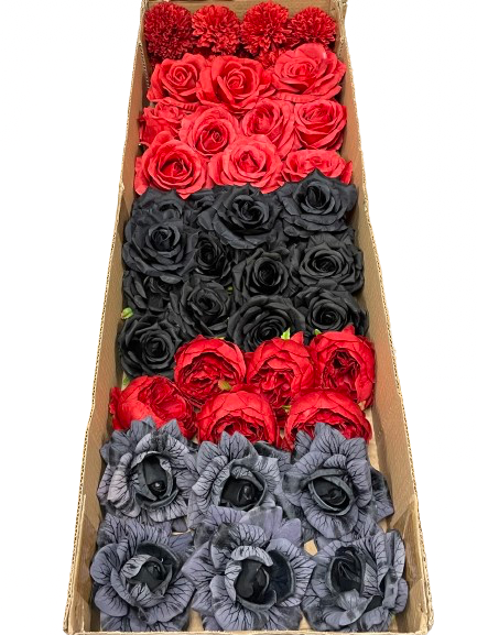 50/60 PCS Artificial Flower Heads (RH2), Mixed Colors for Wedding & DIY Decor